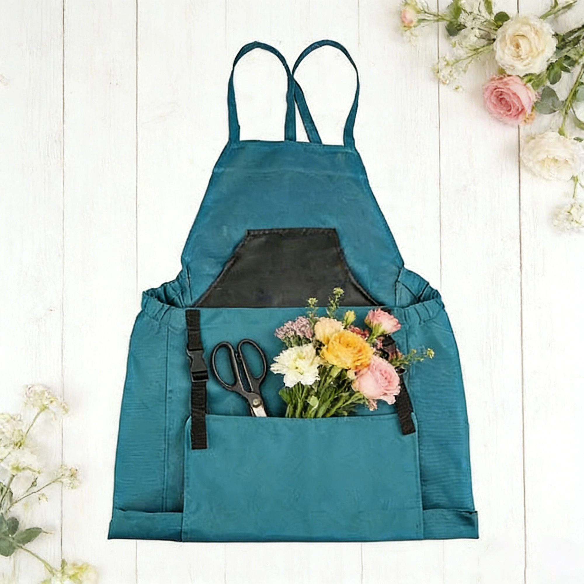 Alilang Women Full Coverage Gardening Apron with Large Harvest Pocket Oxford Fabric Utility Apron for Yard Work