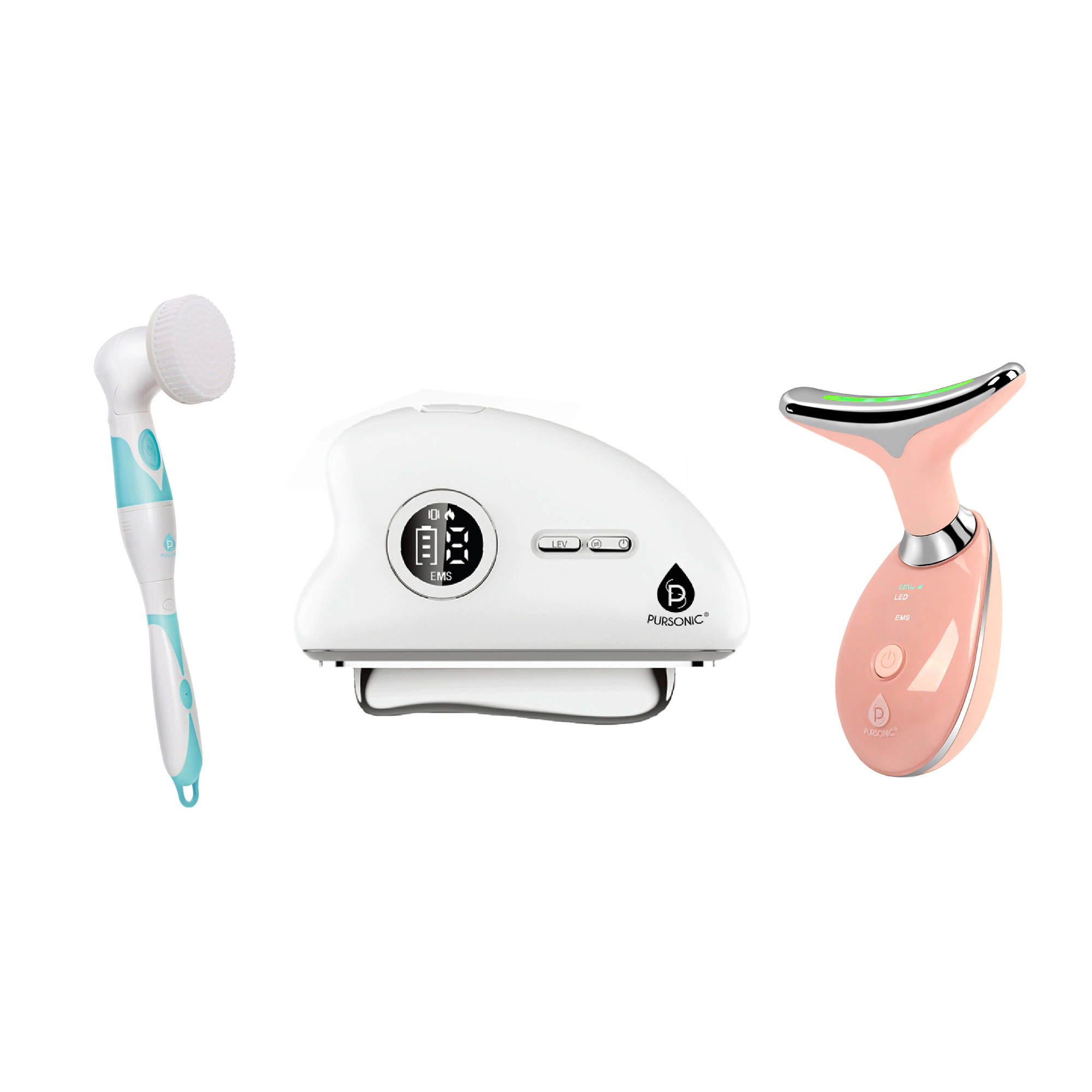 Pursonic Sculpt & Glow Set – Gua Sha Device, Red Light Sculptor & Facial Cleansing Brush