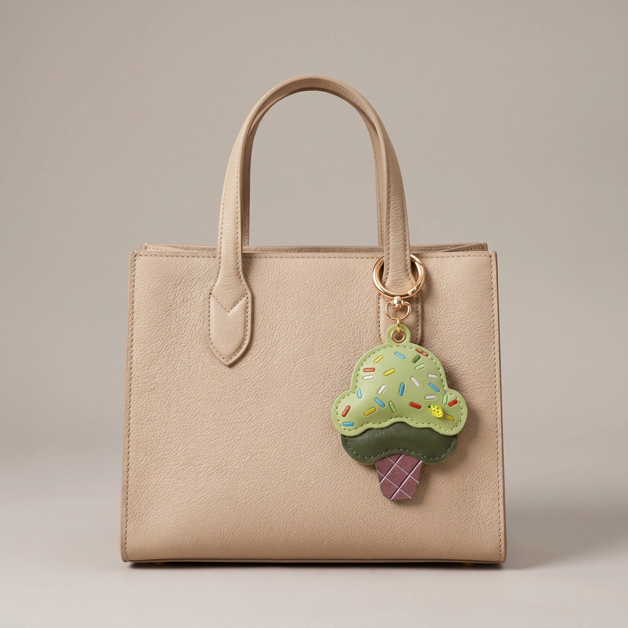 Alilang Women's Ice Cream Cone Bag Charm with Colorful Sprinkles and Gold Tone Clip