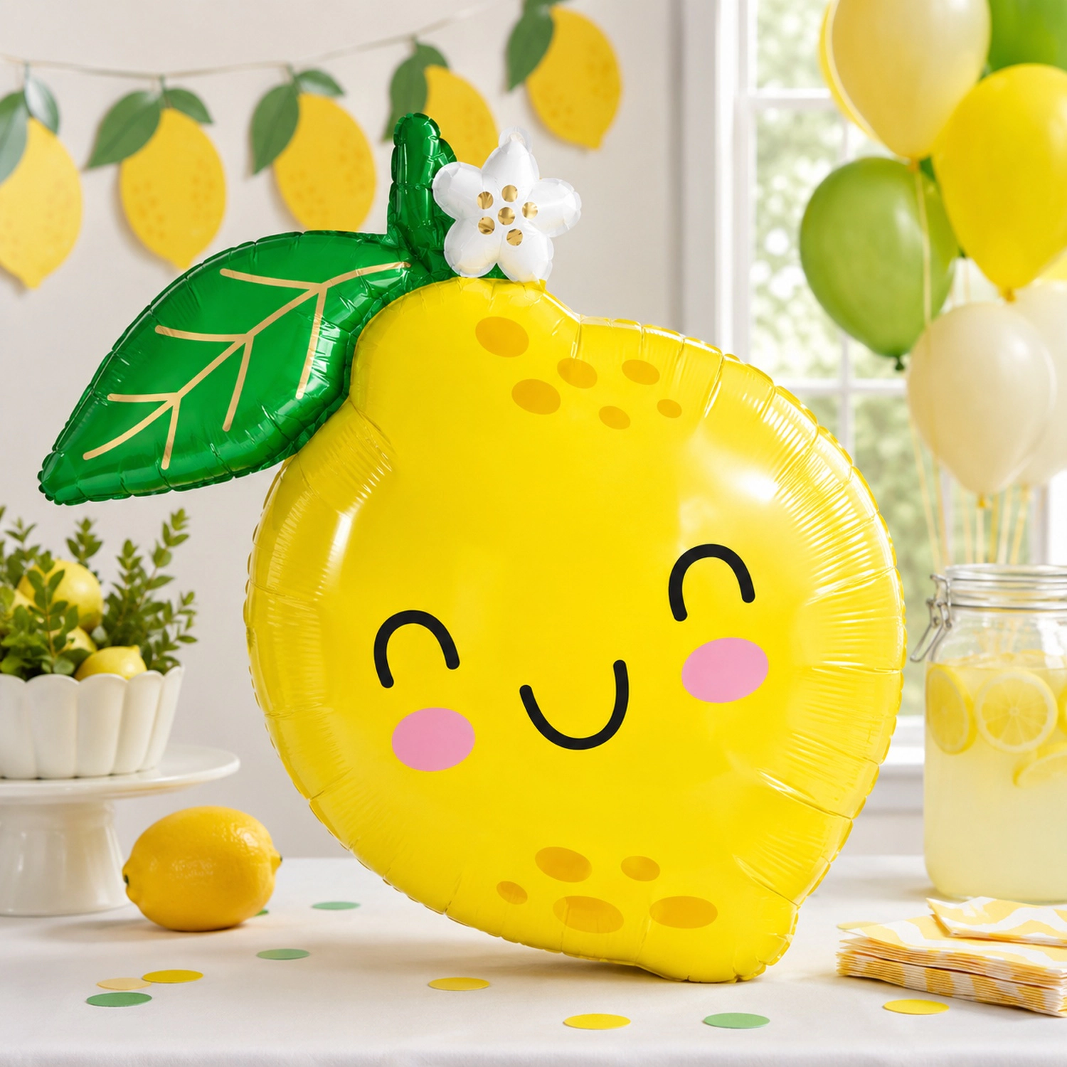 LoonBalloon 25-Inch Food Friends Lemon Balloon, Multicolor