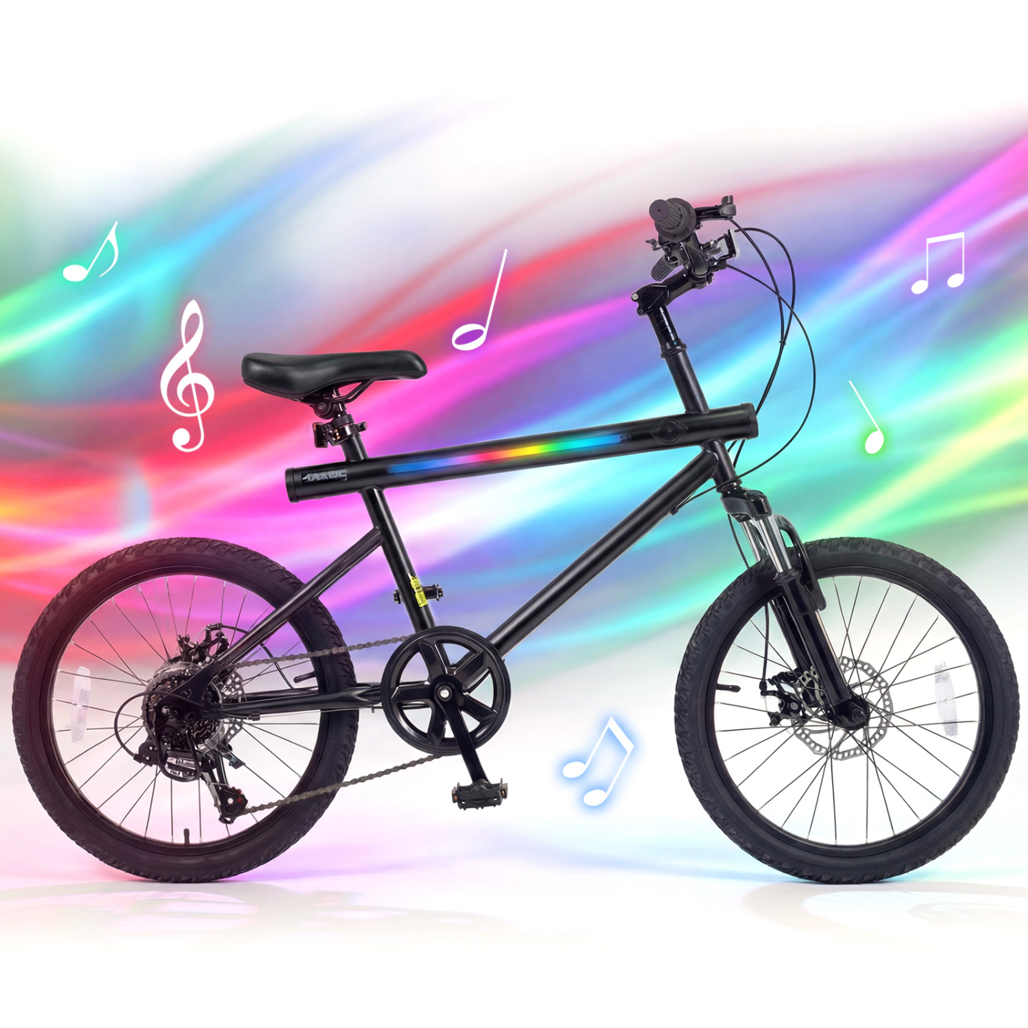LJG Kids 20 Inch Commuter Bicycle LED-Lit with 6-Speed Shimano Twist Shifting and Stereo Speakers