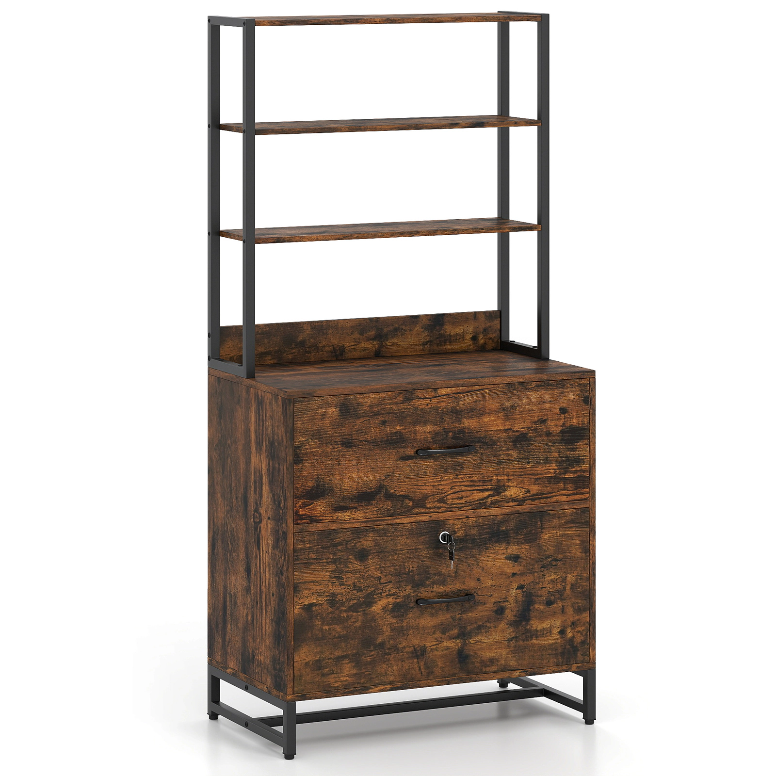 SlickBlue 62 Inch Steel Filing Cabinet with Lockable File Drawer