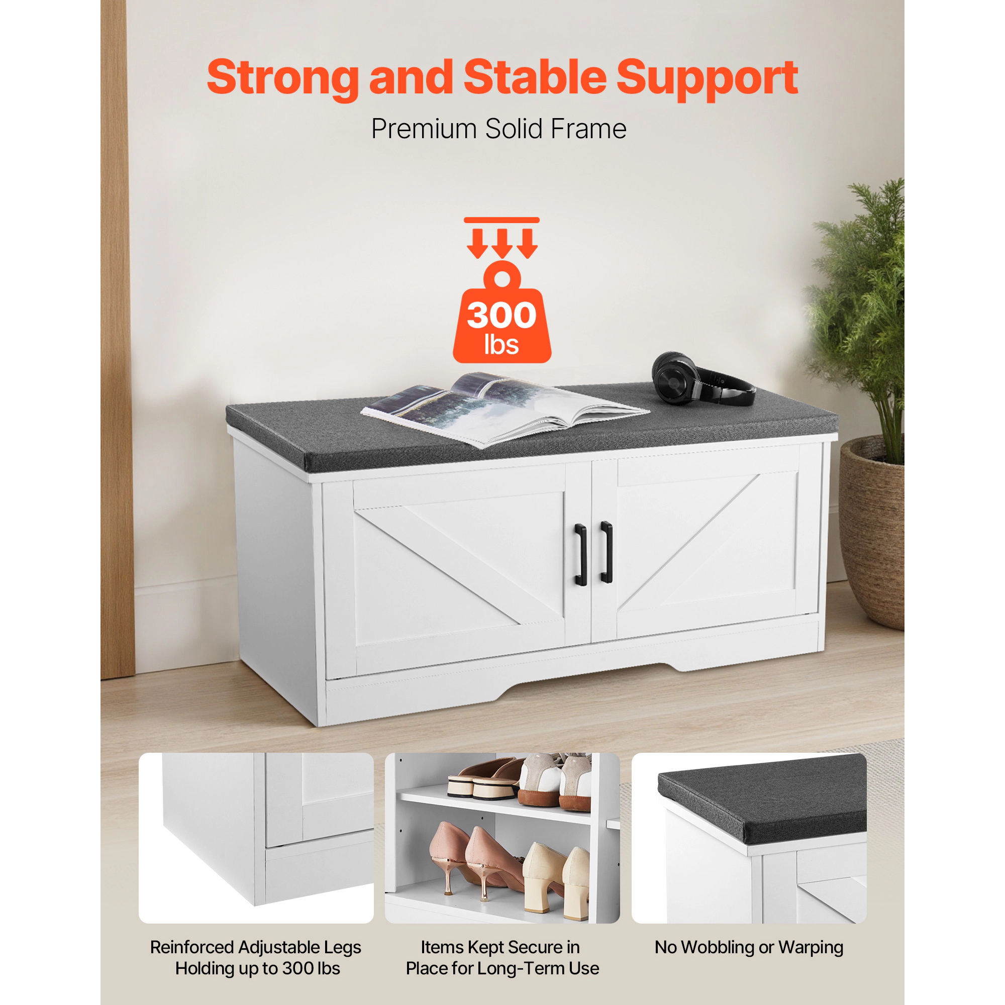 HONGGE Shoe Storage Bench for Hallway Entryway Bedroom