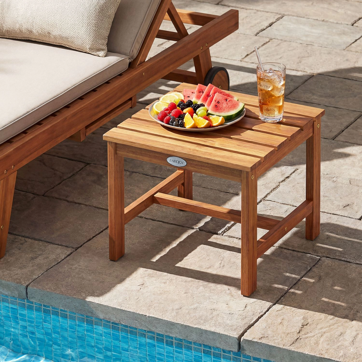 SlickBlue Outdoor Acacia Wood Patio Side Table