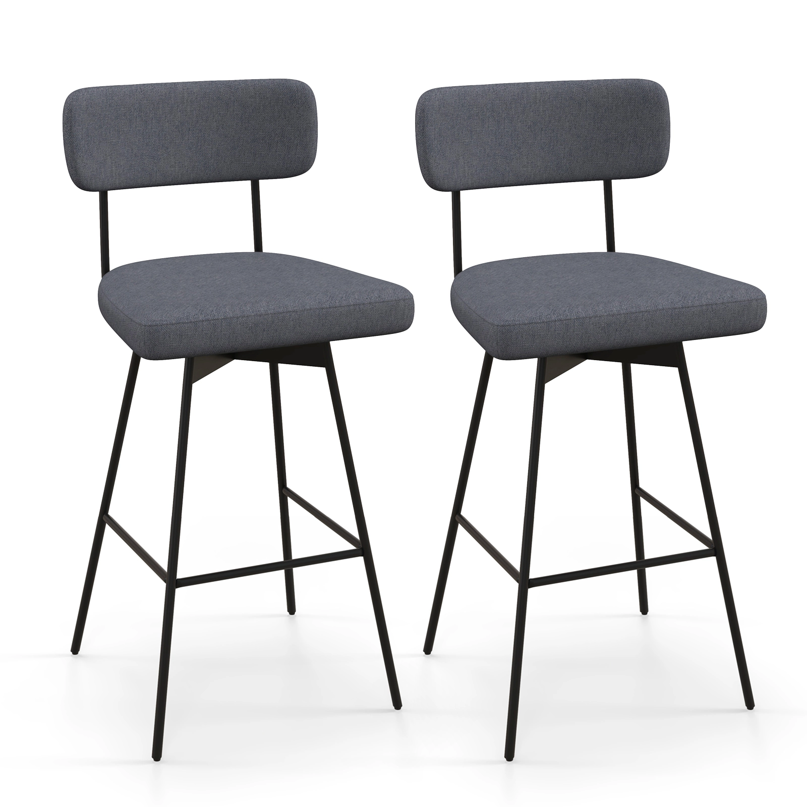 LJG 29 Inch Counter Height Upholstered Swivel Bar Stool Set of 2