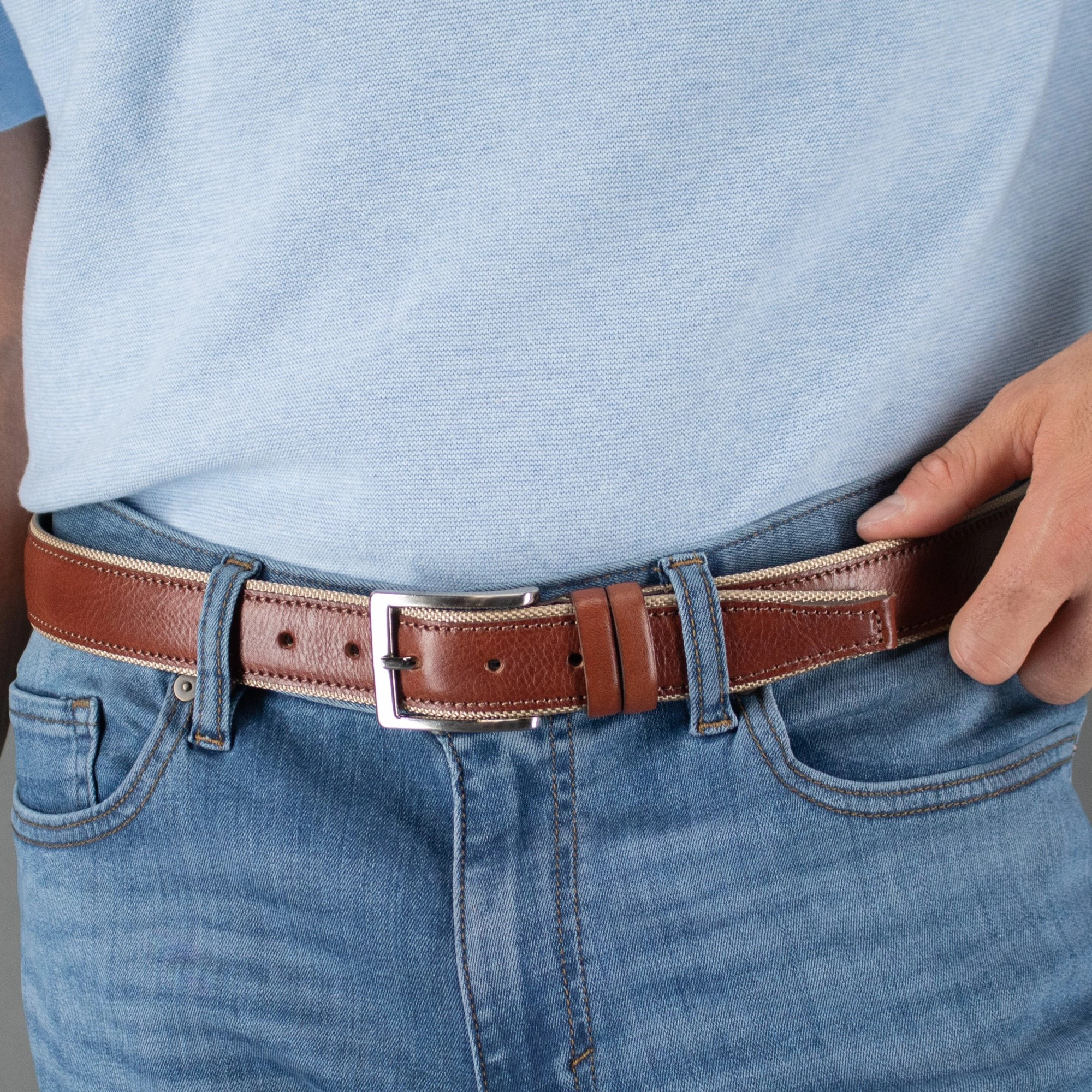 Trafalgar Men's The Back Nine Leather and Nylon Golf Belt