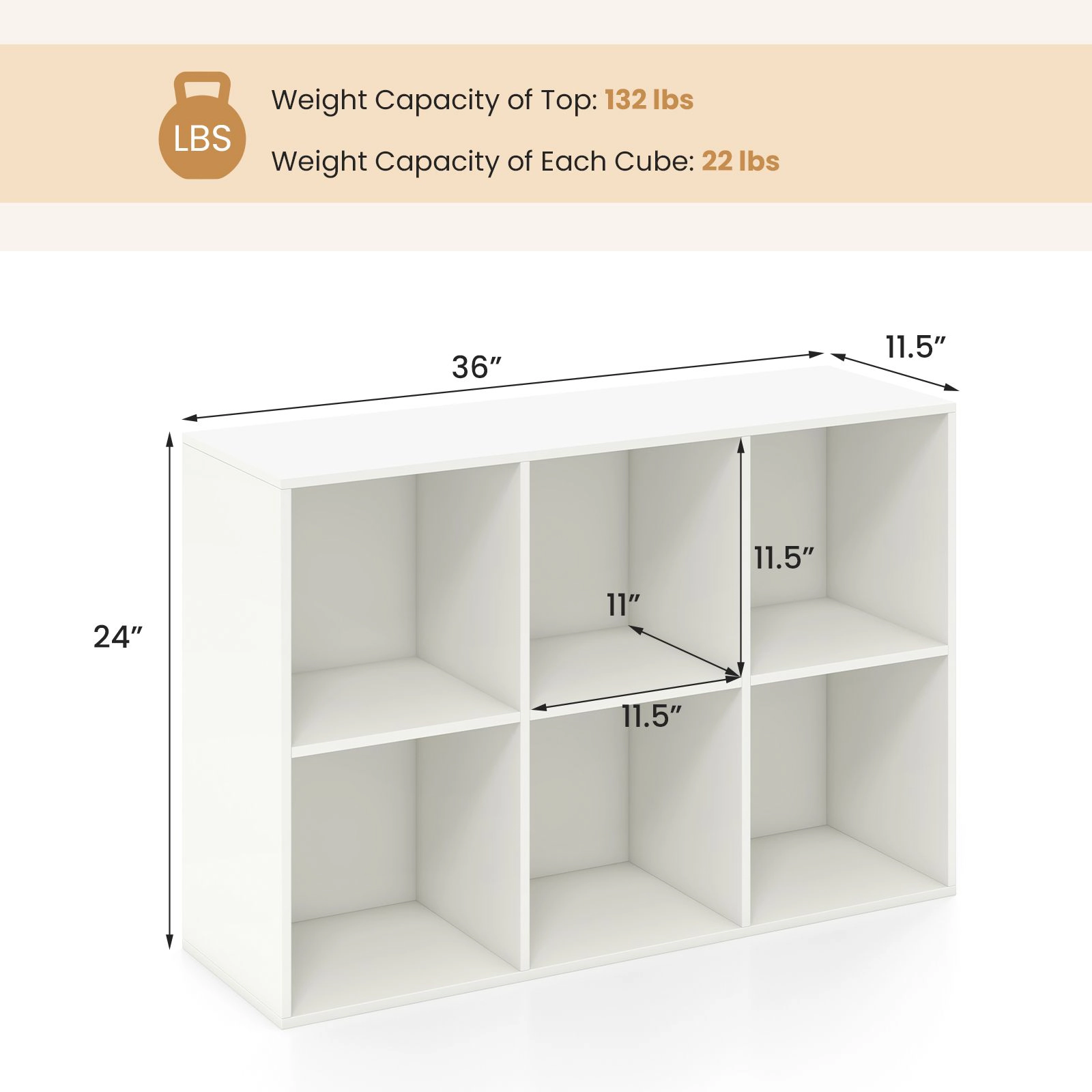 SlickBlue 6 Cube Bookcase with Open Storage Shelves for Home Organization