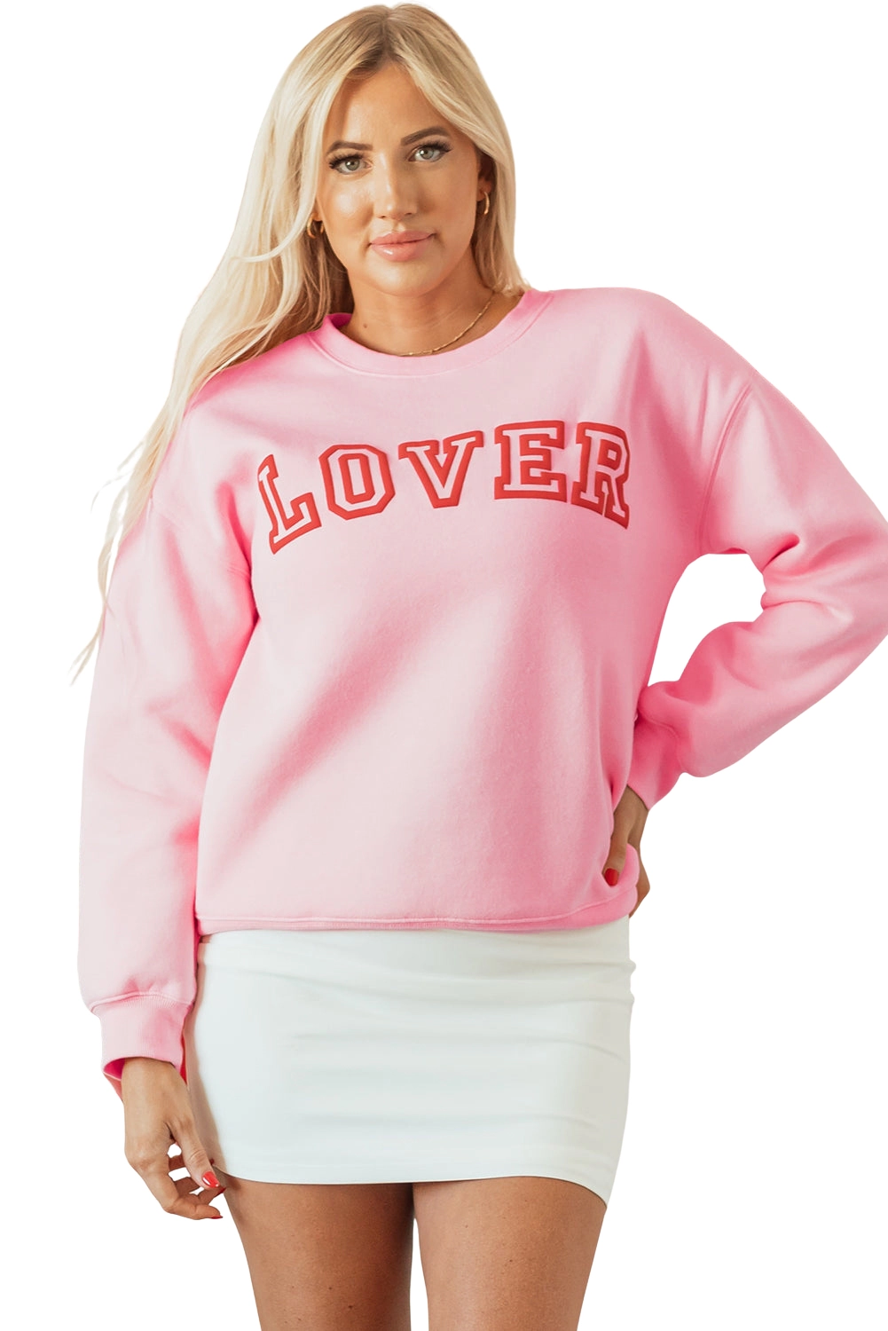 Sol Living Womens Lover Puff Print Drop Shoulder Pullover Sweatshirt