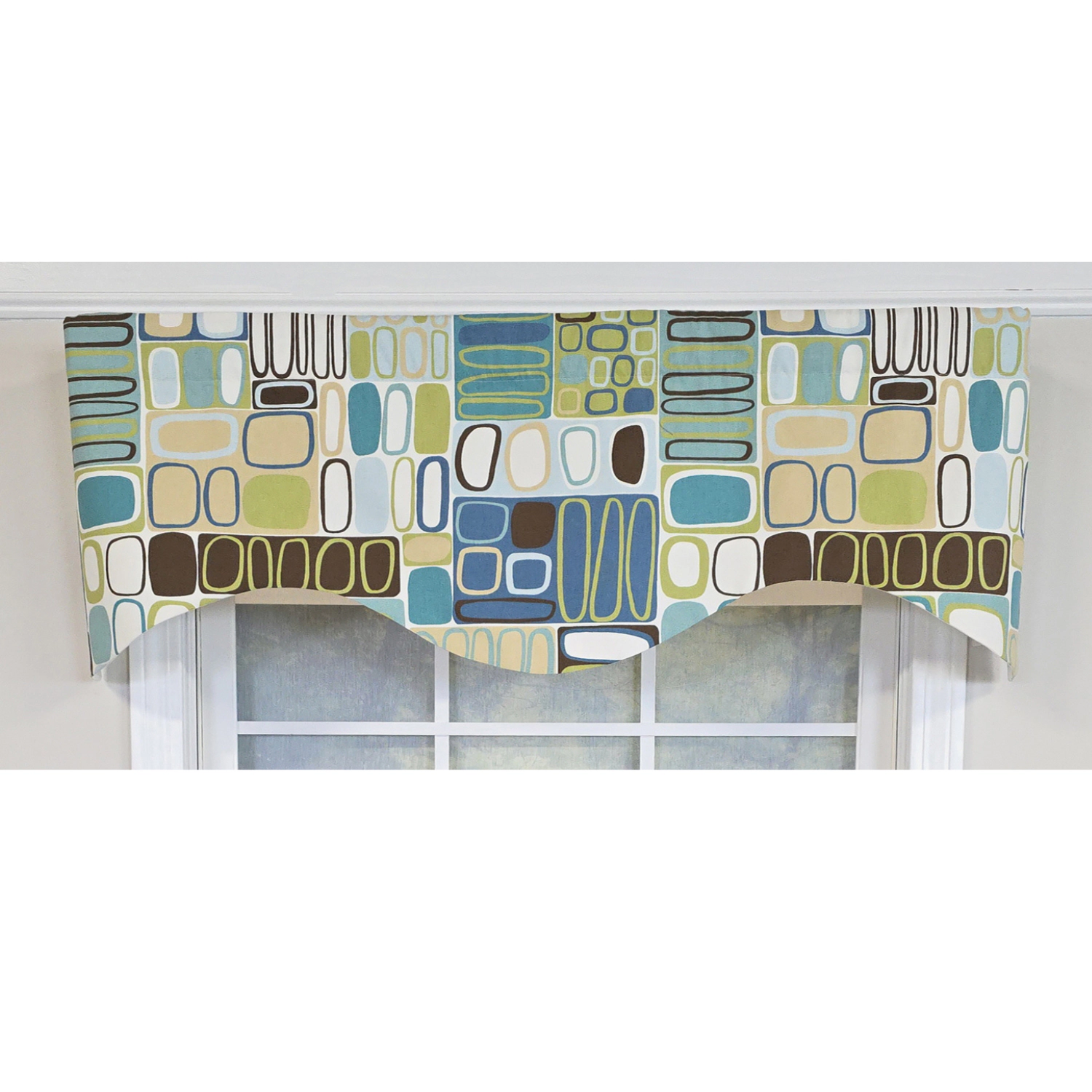 RLF Home Mesmerize Cornice Valance - 100% Cotton with Ivory Lining 50" x 17"  Green