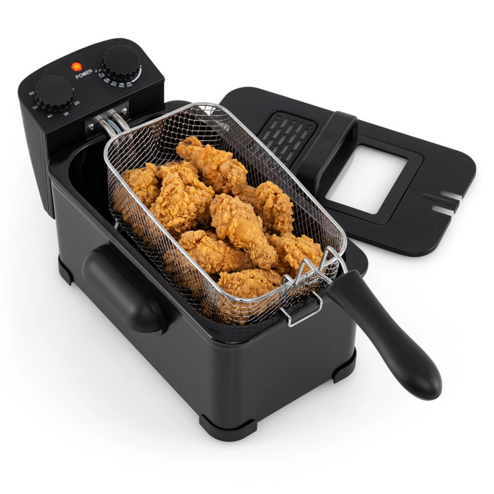 SUGIFT 1700W 3.2-qt Stainless Steel Electric Deep Fryer with Basket Lid Window and 60-Minute Timer