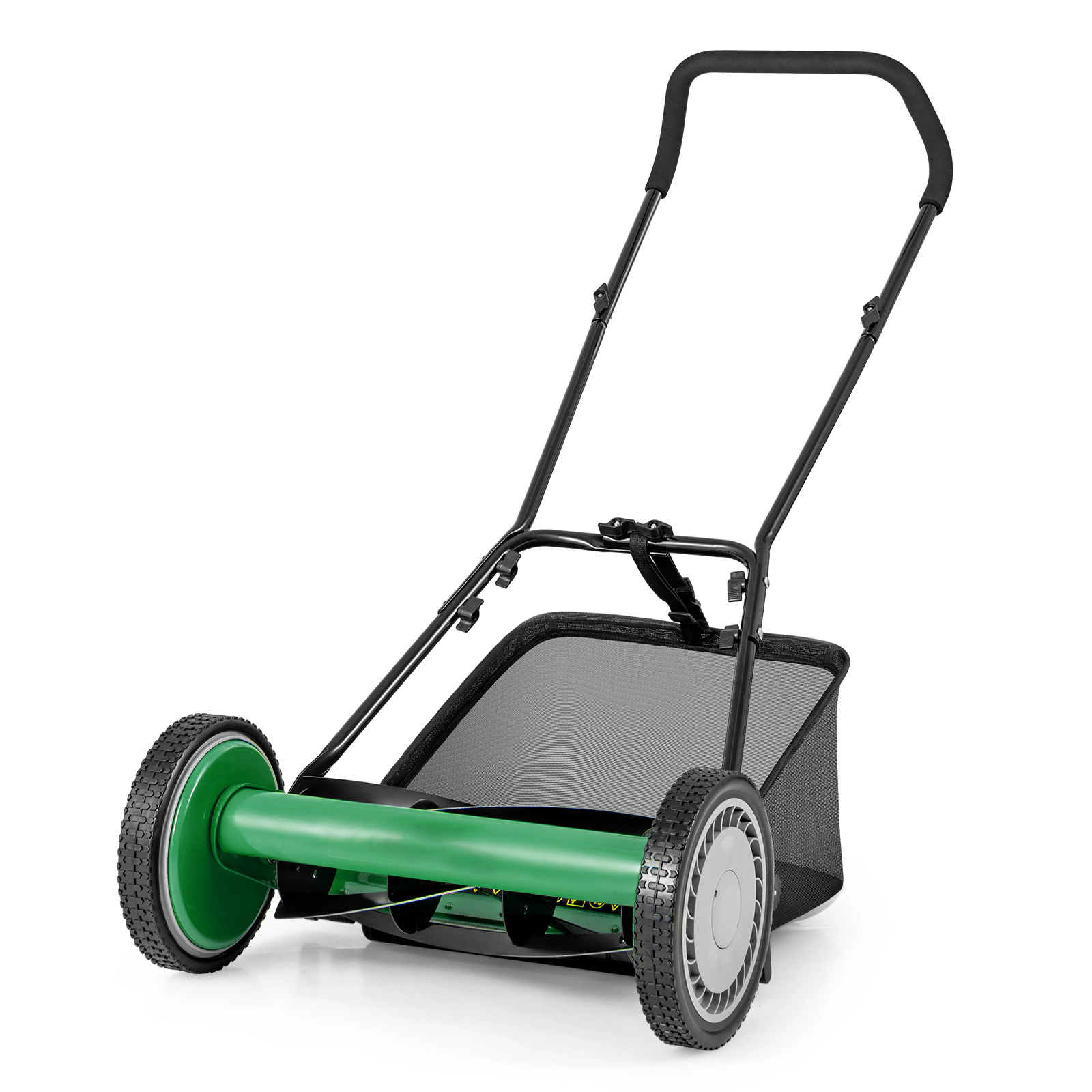 SUGIFT Green 16-in Push Reel Lawn Mower with 5 Manganese Blades 4 Cutting Heights and 7-gal Catcher Bag