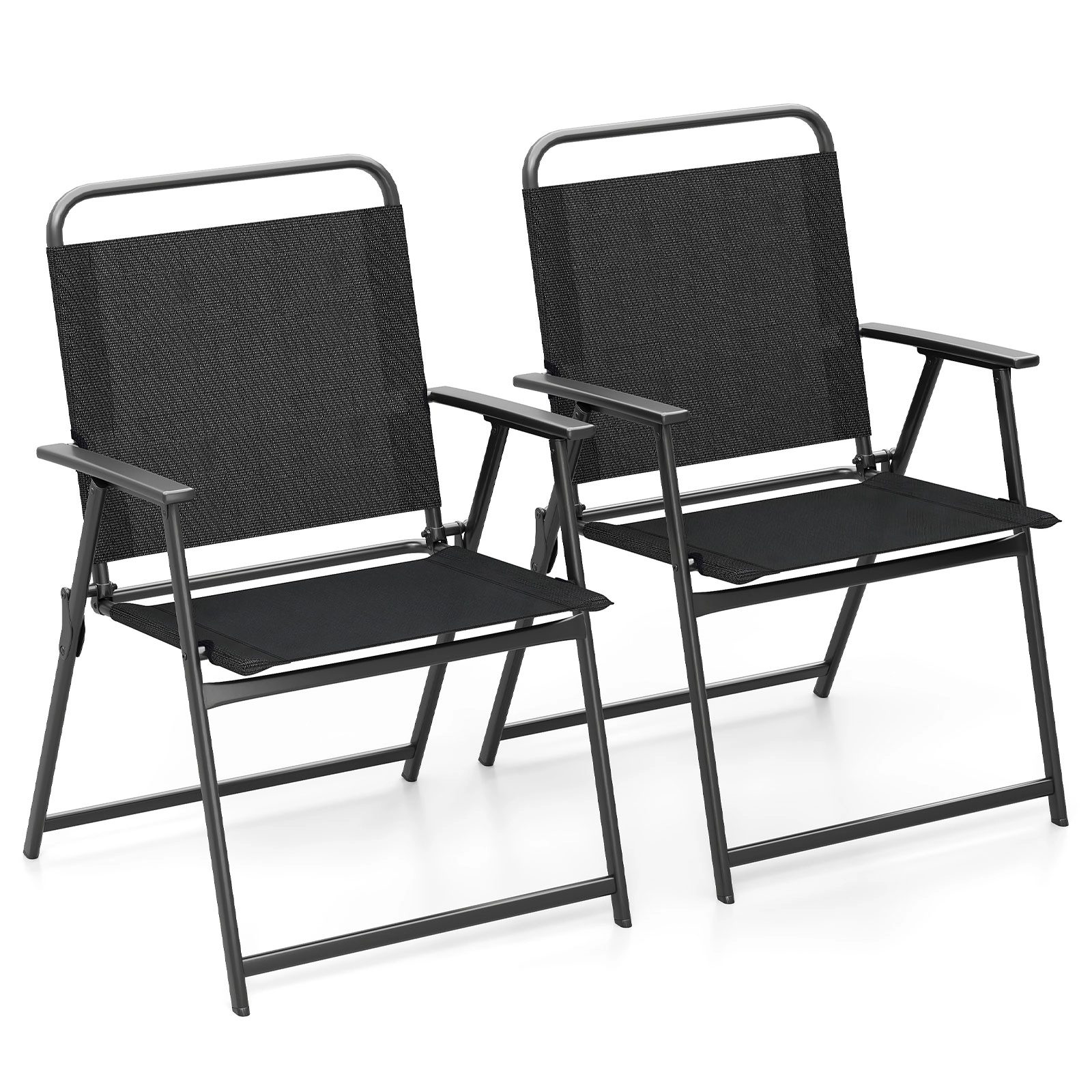 Slickblue Set of 2 Outdoor Folding Chairs Portable Patio Chair with Fabric Seat