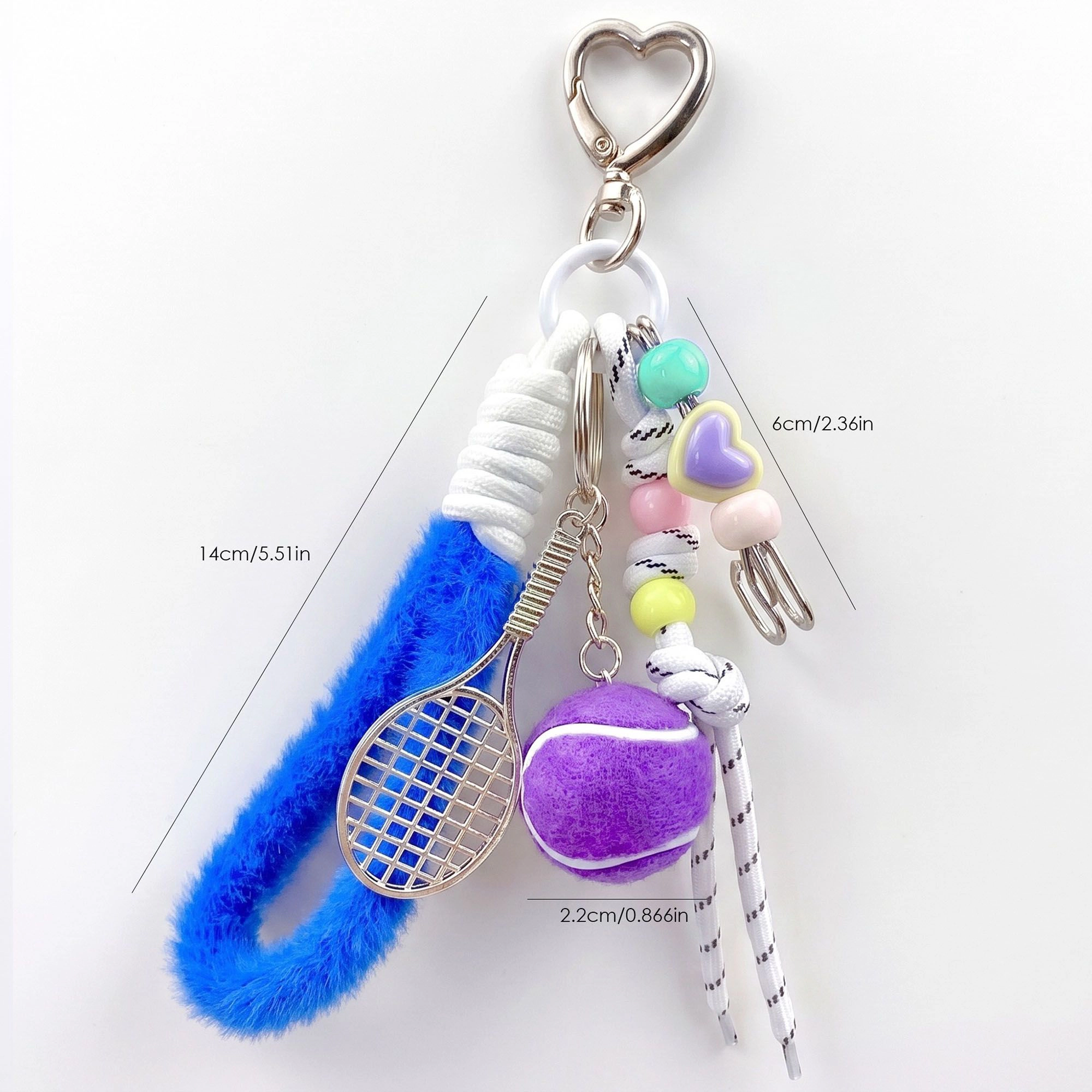 Alilang Women's 2-Piece Womens Sports Themed Bag Charm with Hanging Clip and Tennis Accessory
