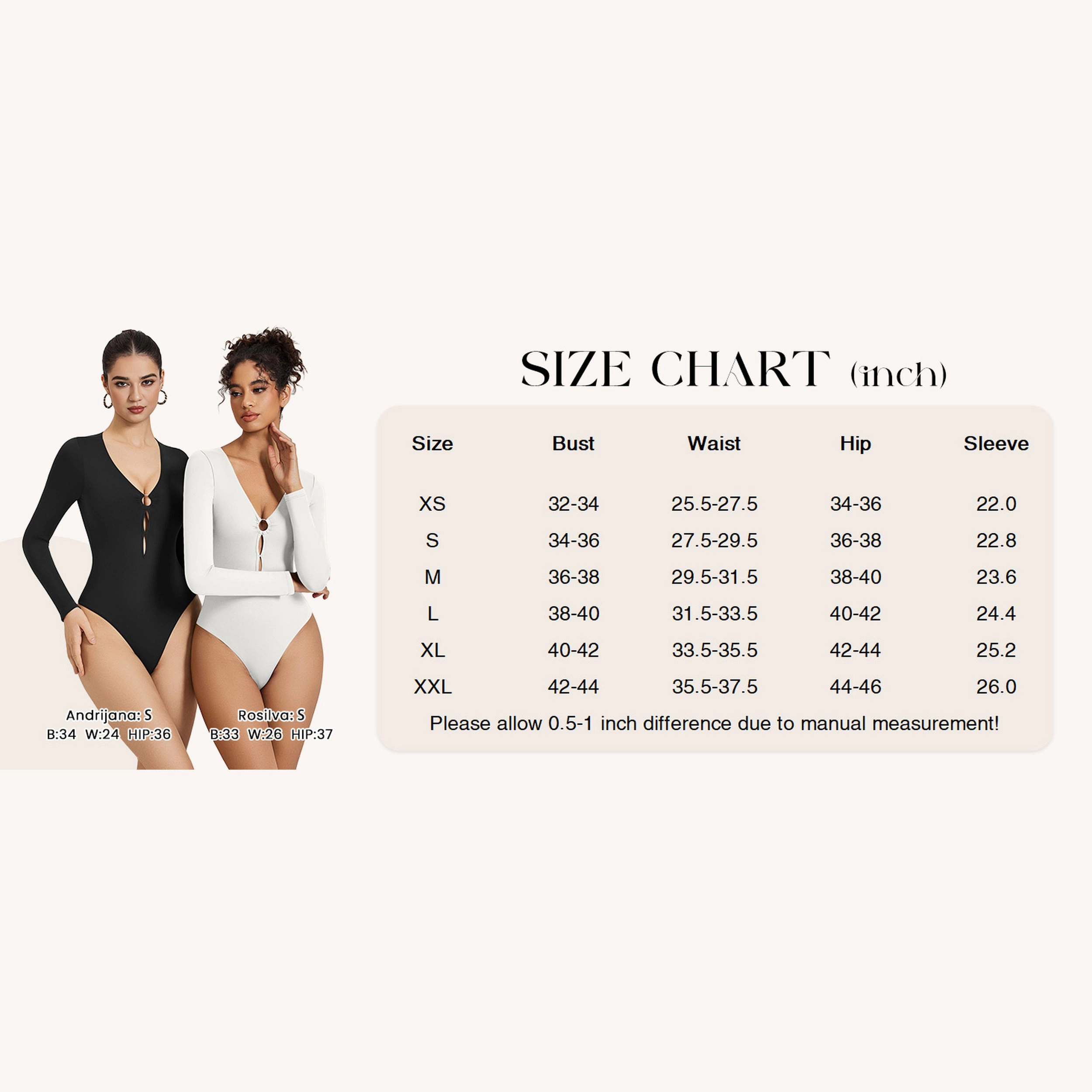Avidlove Women's Deep V O-Ring Cutout Long Sleeve Double Lined Thong Bodysuit with Dual Snap Closure