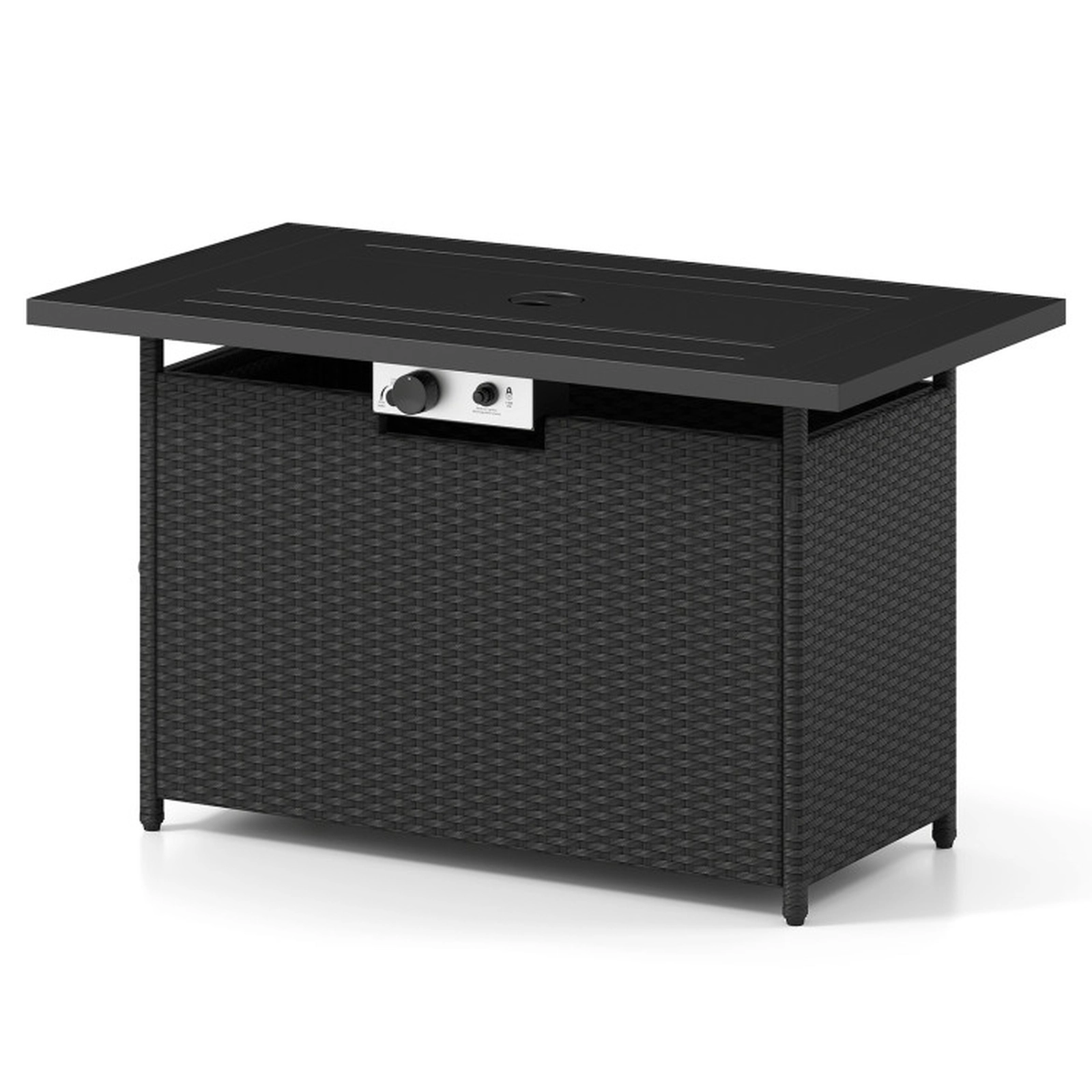 SUGIFT 44.5-in Propane Fire Pit Table, 50,000 BTU Stainless Steel Burner, Rattan Finish
