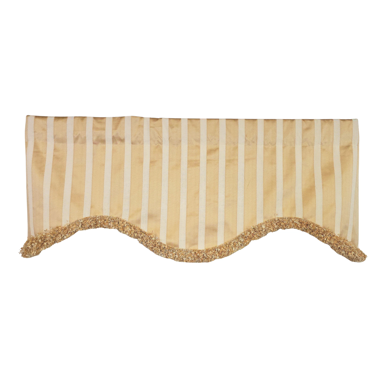 RLF Home Nugett Trimmed Cornice Window Valance 100% Cotton Lined Rod Pocket 50" x 17" Gold