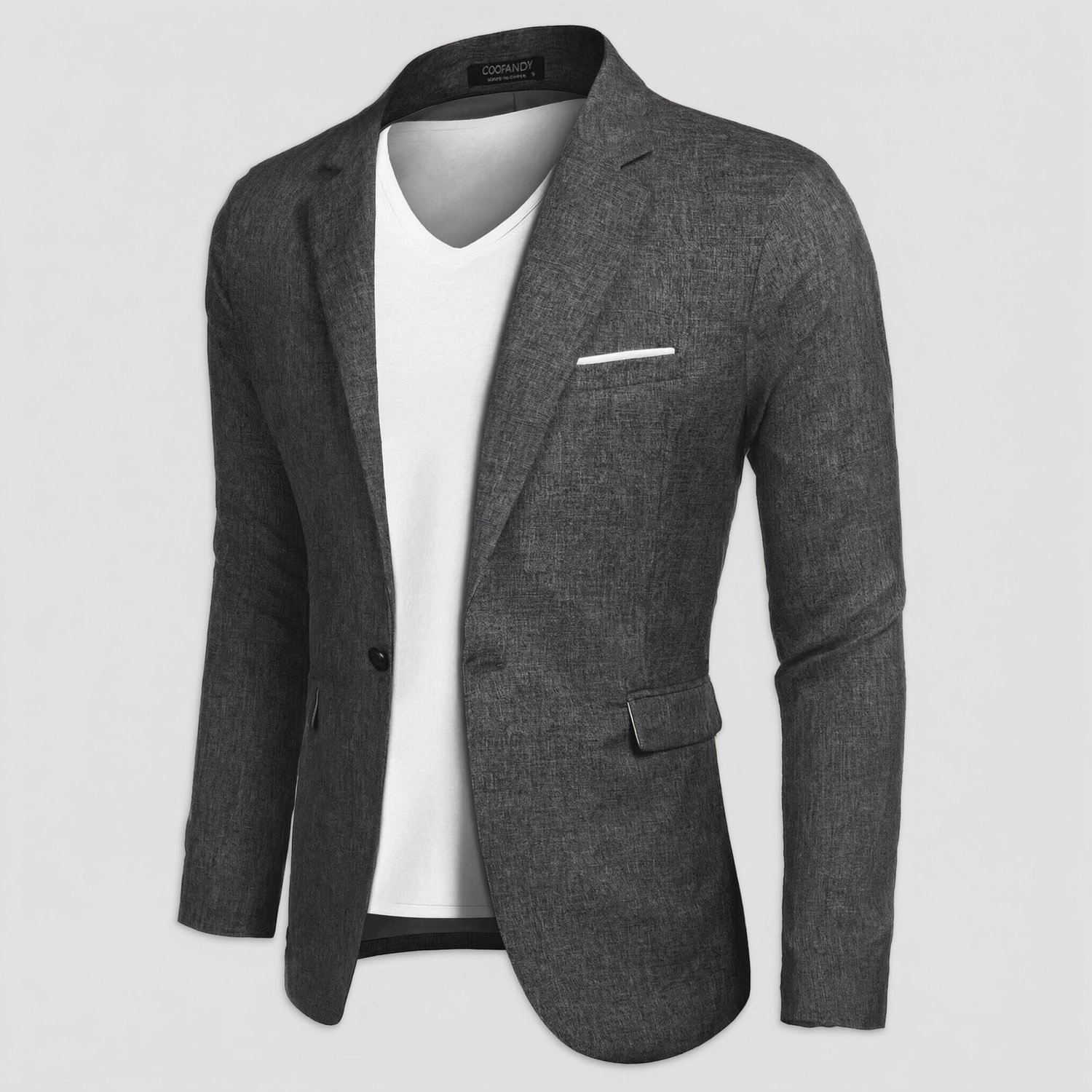 COOFANDY Mens Long Sleeve Blazer One Button Notched Lapel Slim Fit Casual Jacket