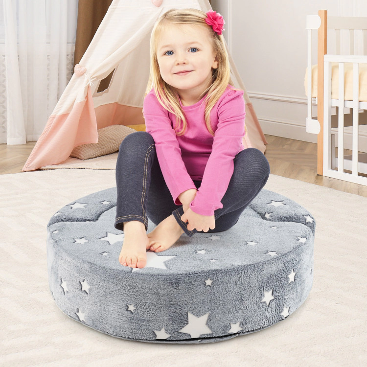 Hivvago 2-In-1 Convertible Glow In The Dark Kids Sofa With Removable Washable Cover-Gray
