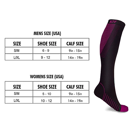 Extreme Fit Copper Compression Socks - Knee High For Running, Athtletics, Travel - 6 Pair