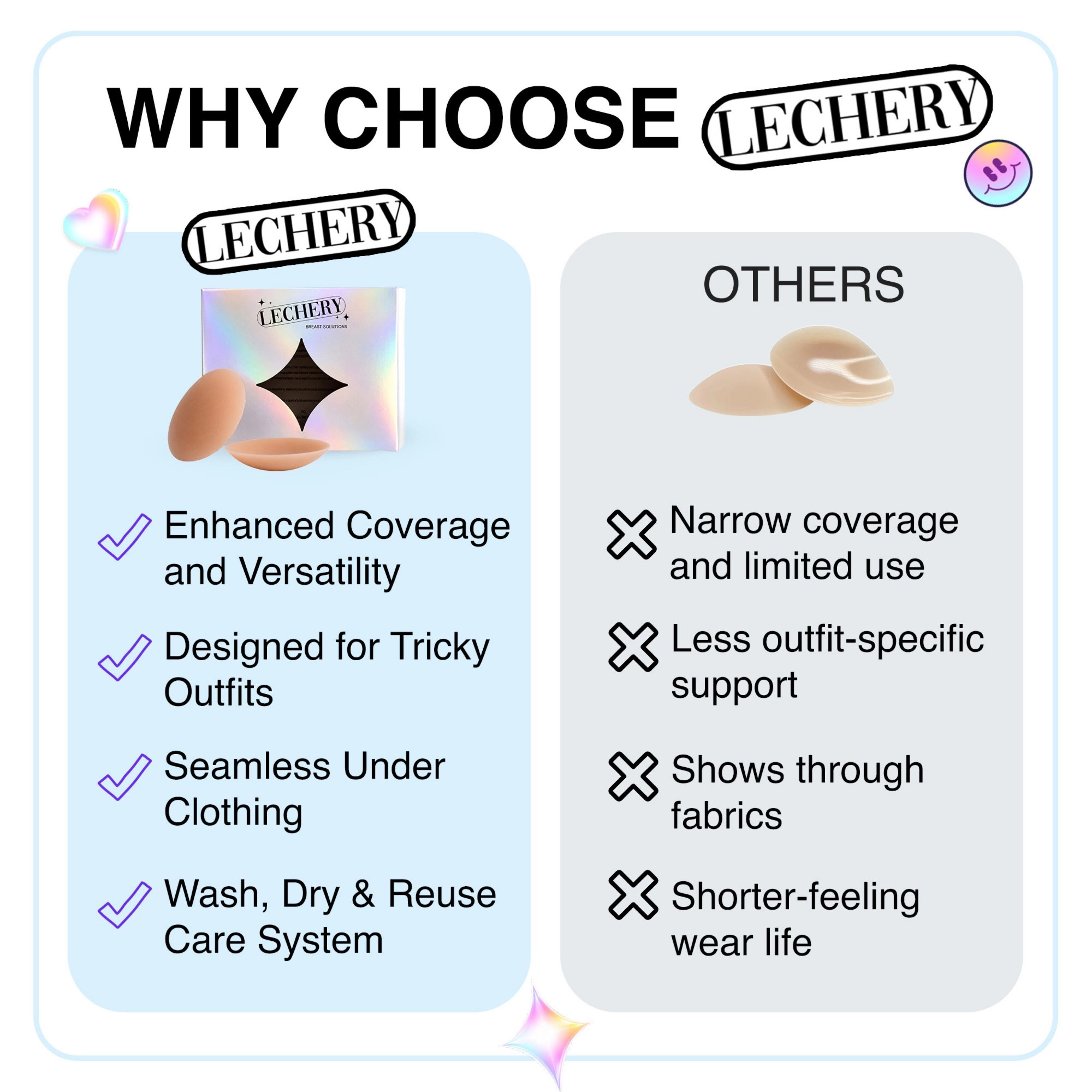 LECHERY Women's Skingrip Circle Nipple Covers Reusable Silicone Breast Pasties