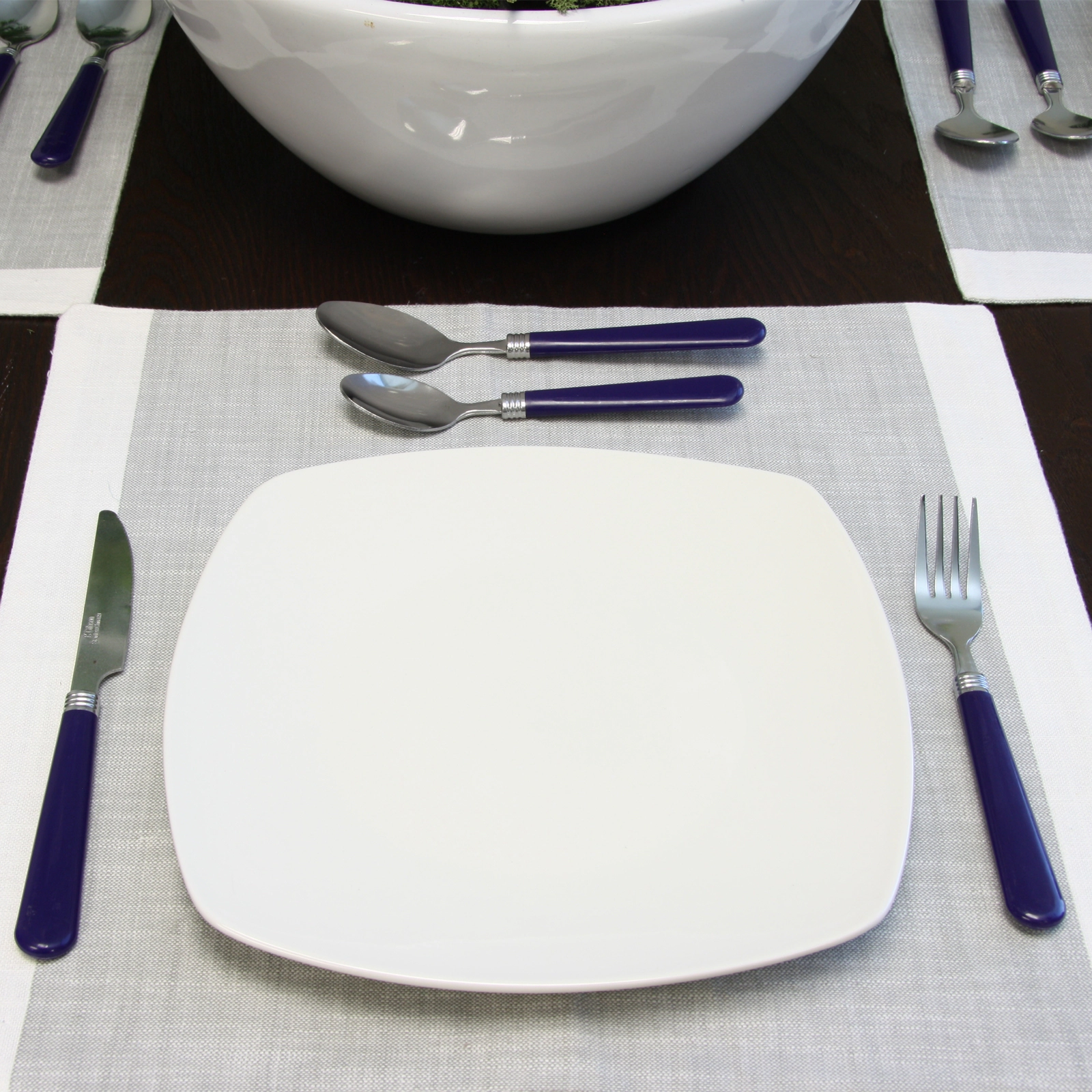 Gibson Sensations II 16 Piece Stainless Steel Flatware Set with Cobalt Handles and Chrome Caddy