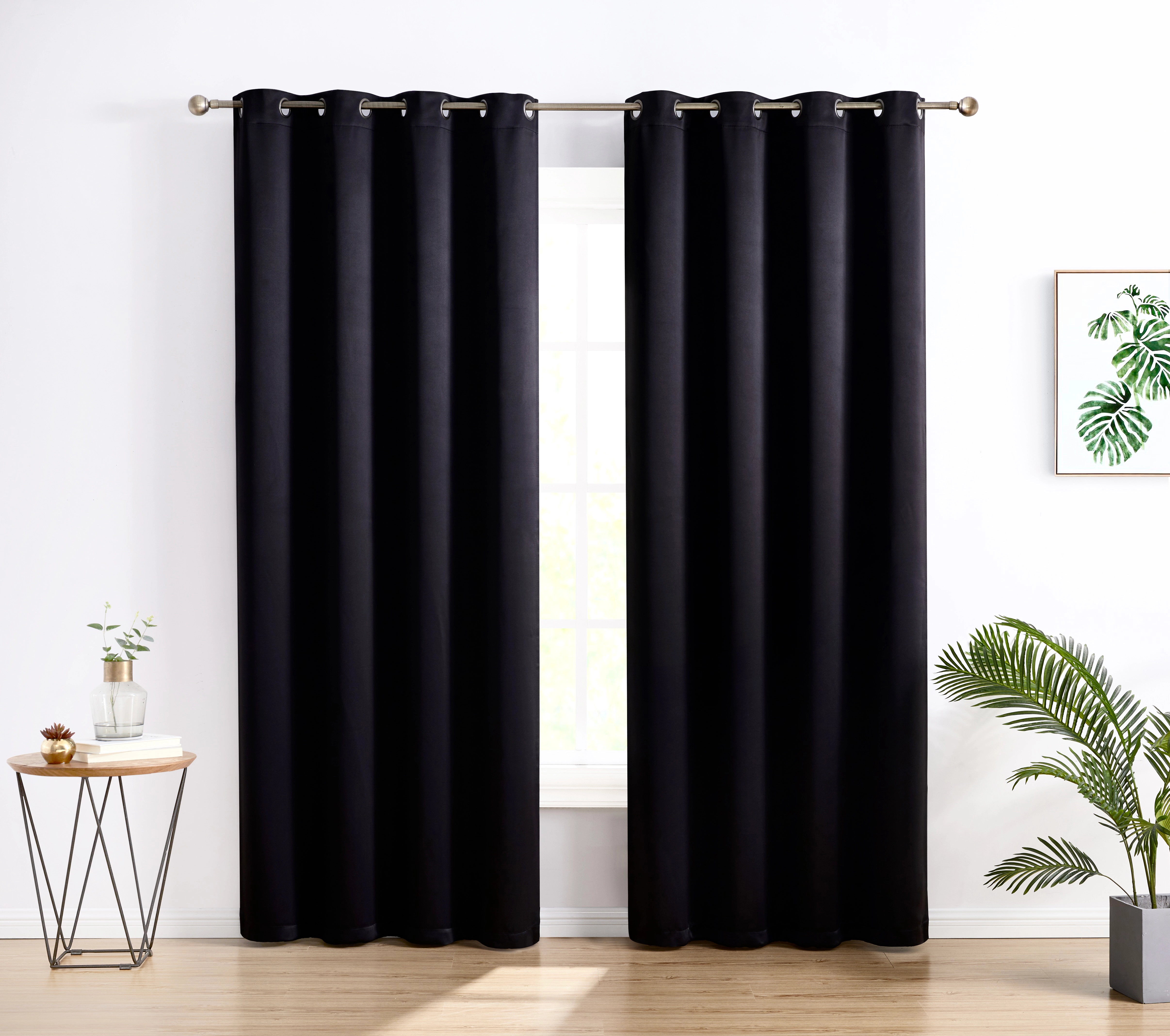 HLC.ME Oxford Thermal Drapes  - Heat Absorbing Blackout Curtains 2 Panels Grommet Top, Set of