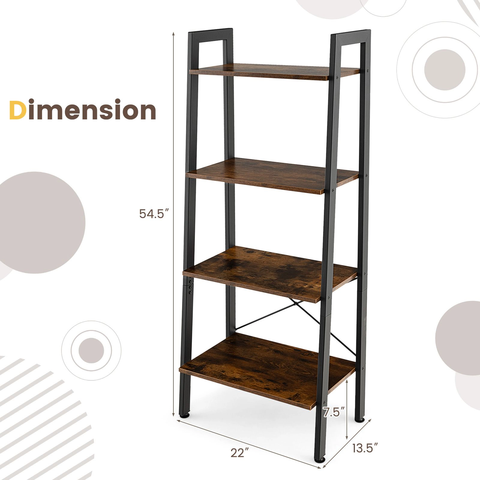 SlickBlue Modern 4-Tier Storage Shelf with Metal Frame and Wood