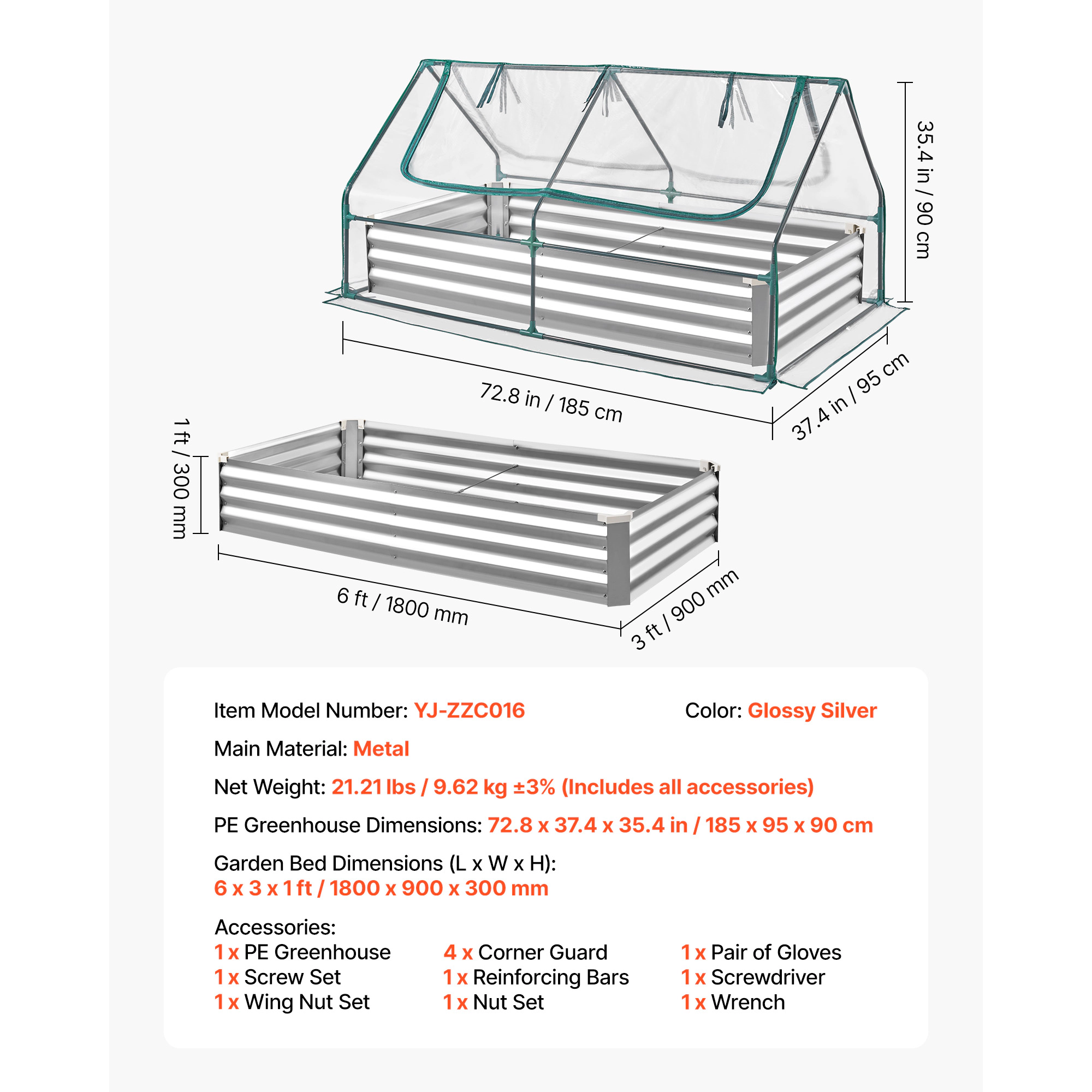 HONGGE Galvanized Raised Garden Bed Metal Planter Box Outdoor Box for Growing Flowers Vegetables