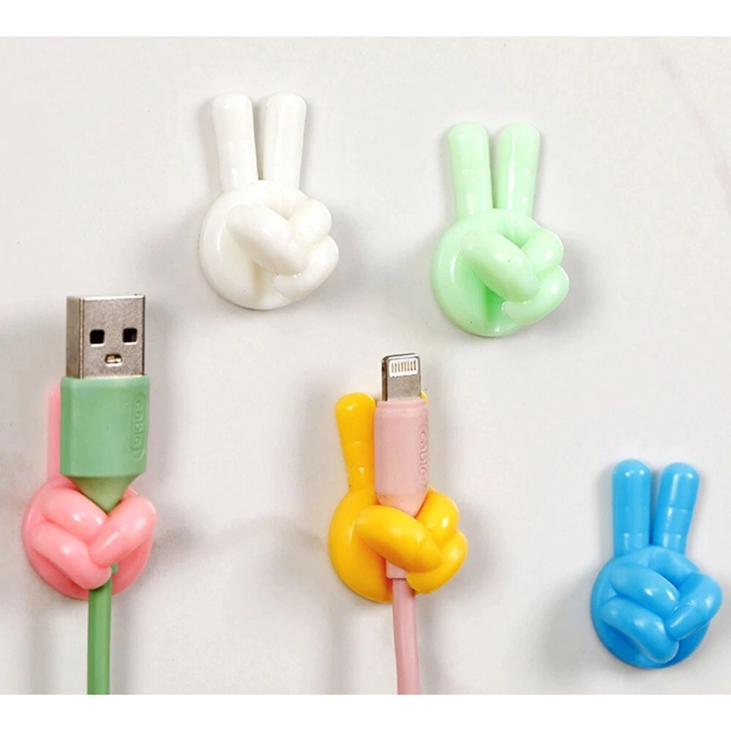 Home Collection Pack of 20 Silicone Finger Wall Hooks Self Adhesive Cord Clips