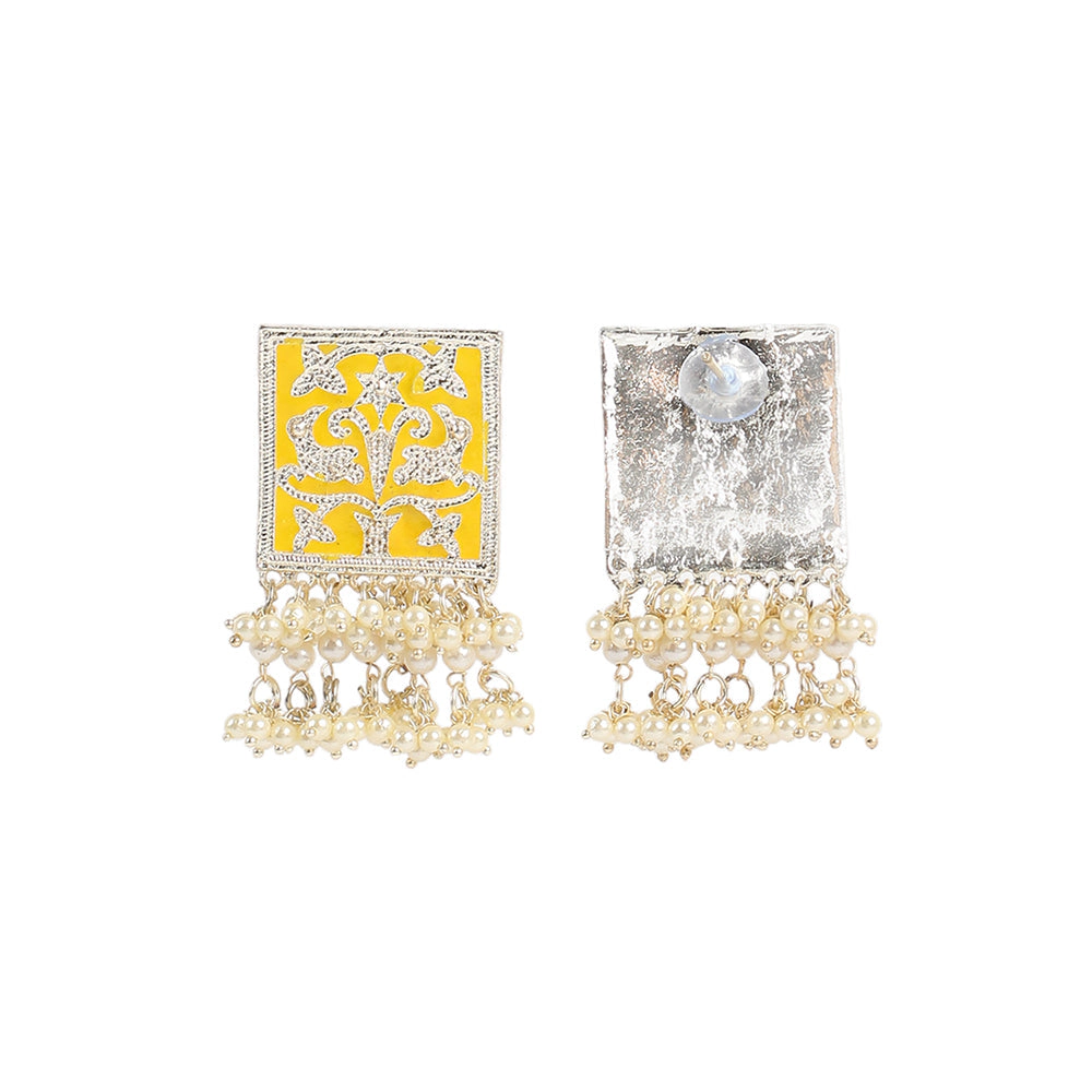 SOHI The Niloufar Women's Canary Yellow Floral Drop Earrings