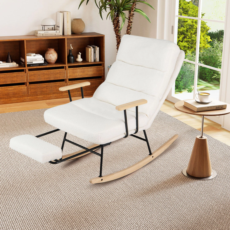 Hivvago Nursery Rocking Chair Teddy Velvet Upholstered Rocking Chair