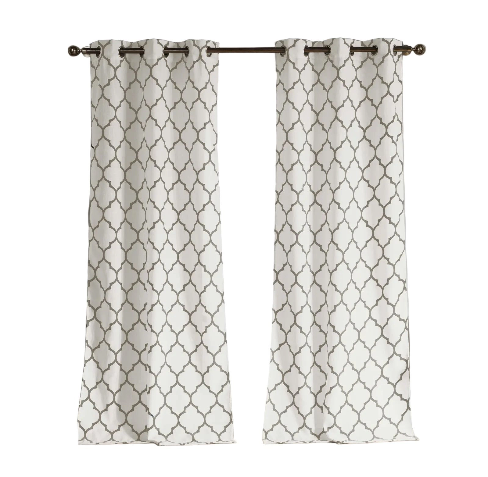 Kate Aurora Extra Long Fallon 2 Piece Sheer Lattice Design Grommet Top Window Curtain Panels - 112 in.