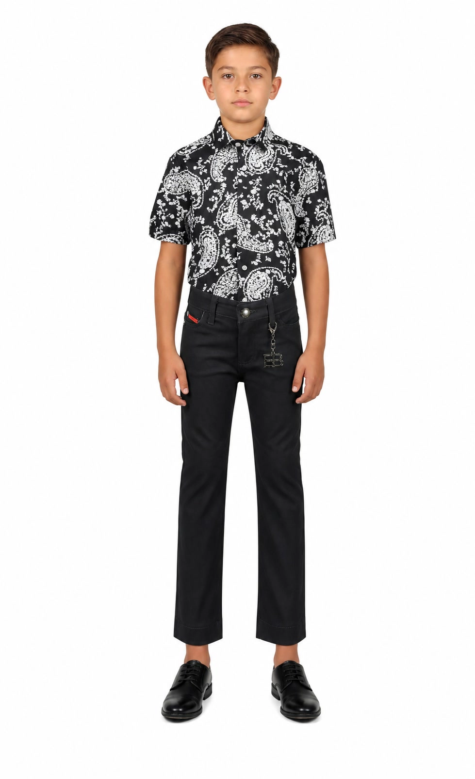 Elie Balleh Boys Slim Fit Paisley Button Down Shirt