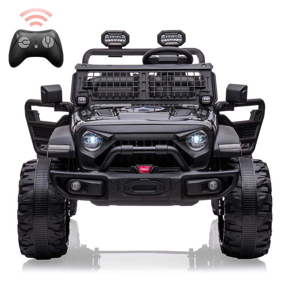 24V Kids 2-Seater Ride On Truck w/ Remote, 2×120W Motors, 20" Seat, 15.5" Wheels, LED Lights, FM, Music & Storage