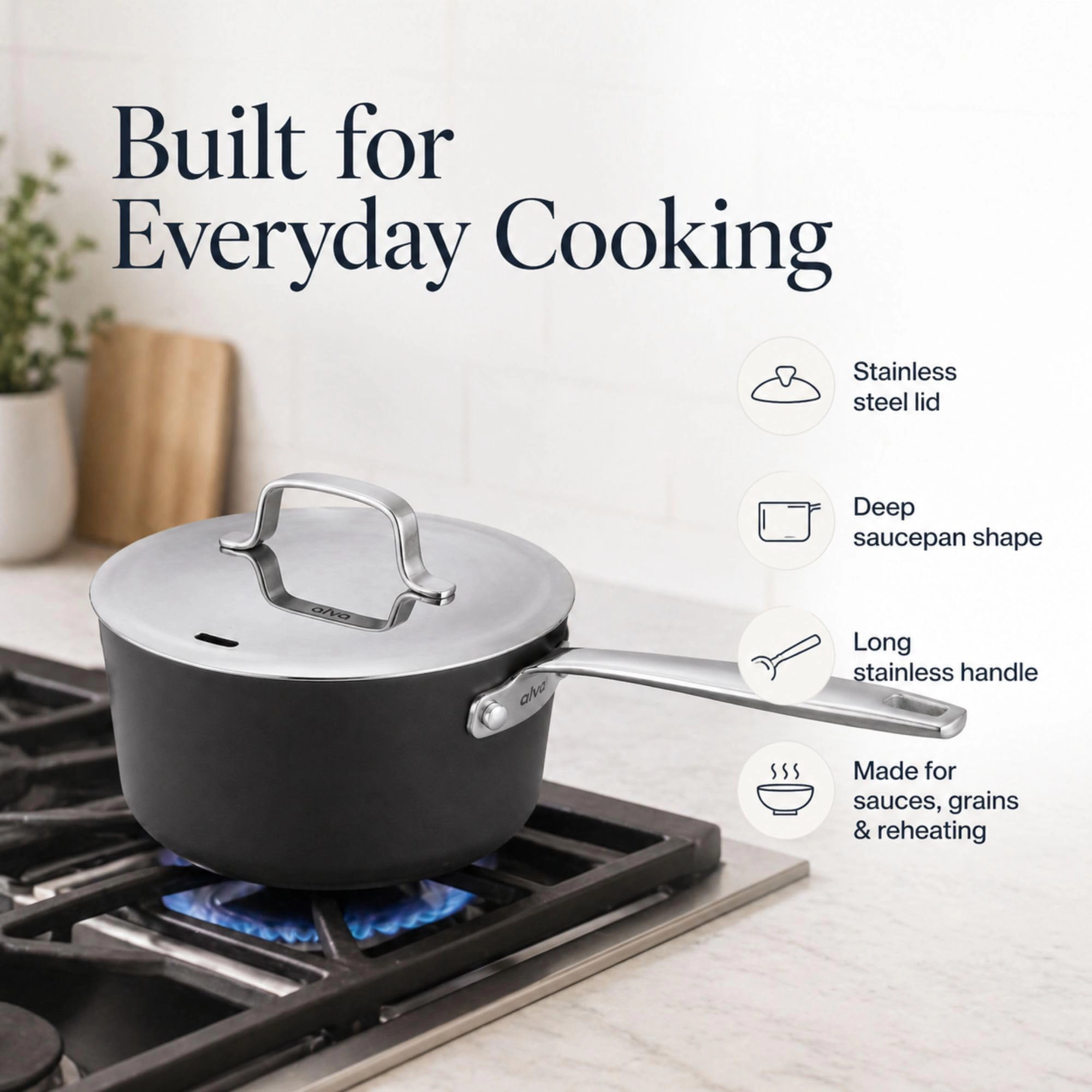 Alva Maestro 2-Quart Ceramic Nonstick Saucepan with Lid