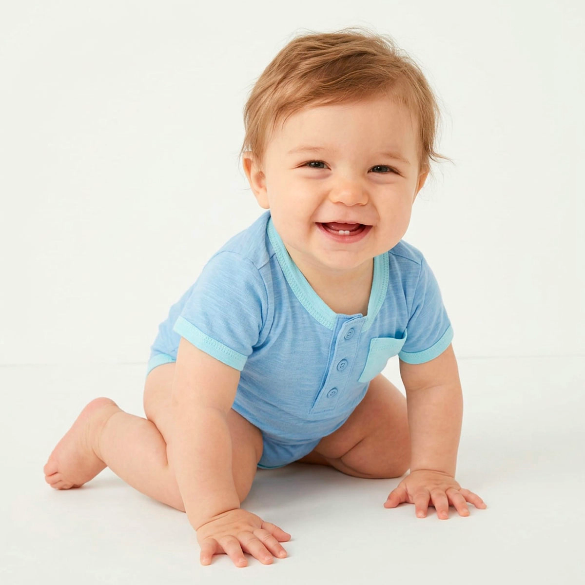 Rockets of Awesome Henley Short Sleeve Bodysuit For Baby Boy