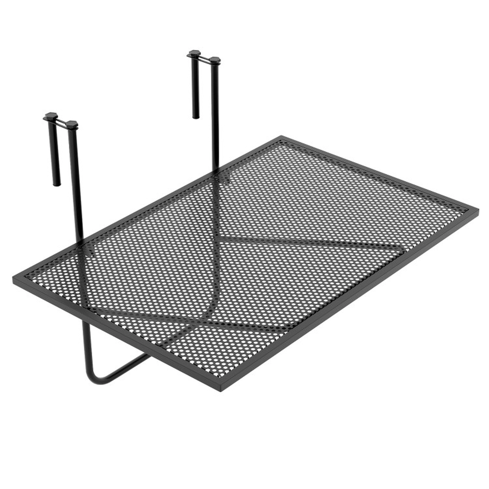 SUGIFT Adjustable Folding Hanging Balcony Railing Table 50-lb Capacity 24 x 20 x 20-in Fits 2.4-in Rails Black