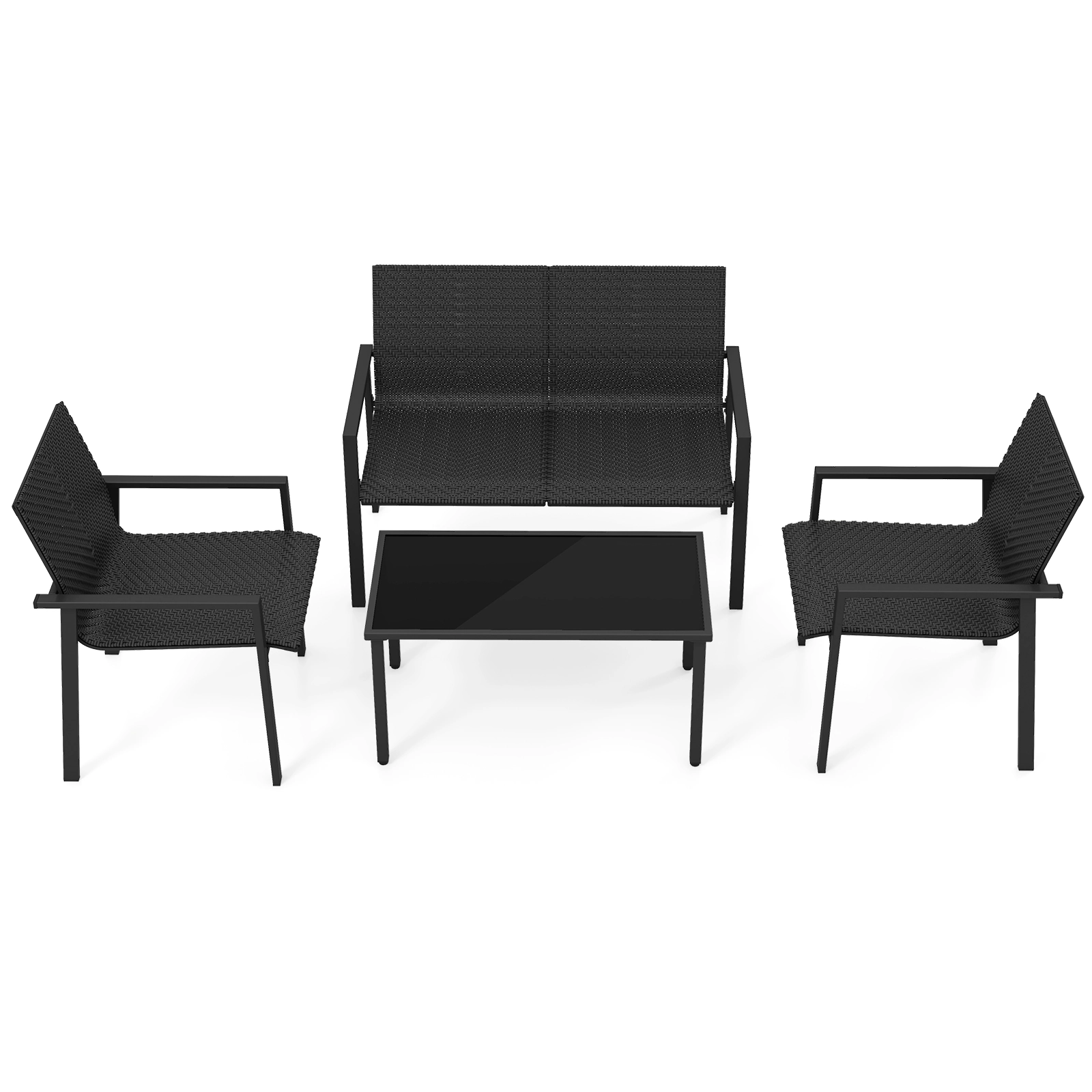 LJG 4 Pieces Patio Furniture Set with Heavy Duty Galvanized Metal Frame