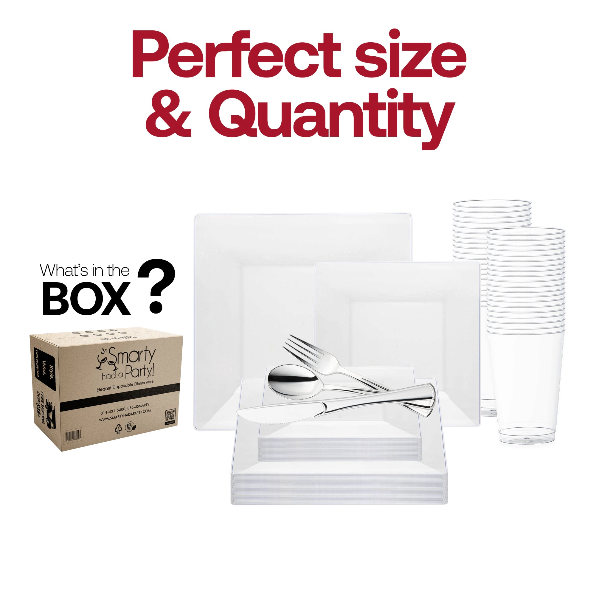 Smarty Had A Party Clear Square Plastic Wedding Value Set