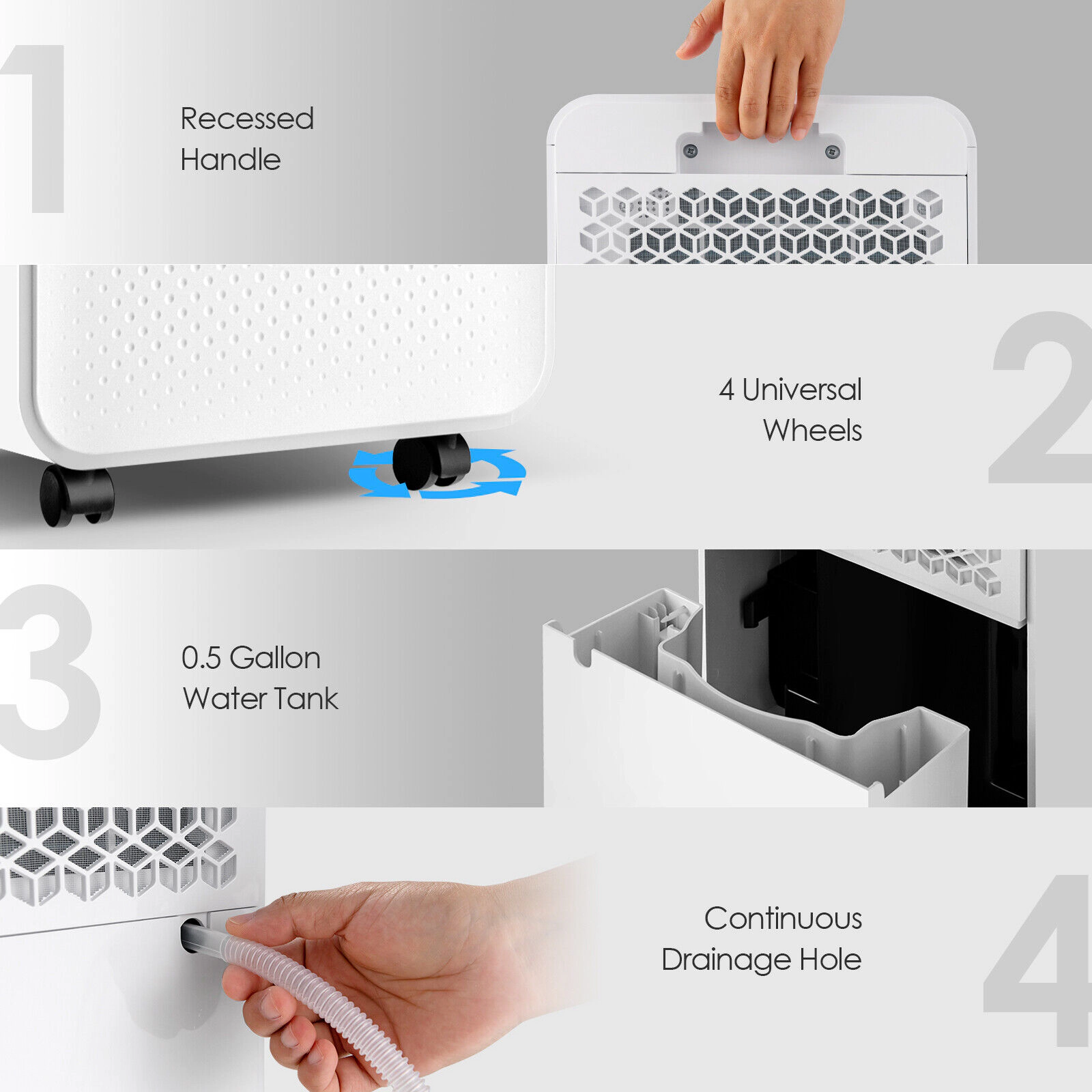 SUGIFT 32-Pint 2000-sq ft Coverage White Dehumidifier with 3-Color Digital Display and 24-Hour Timer