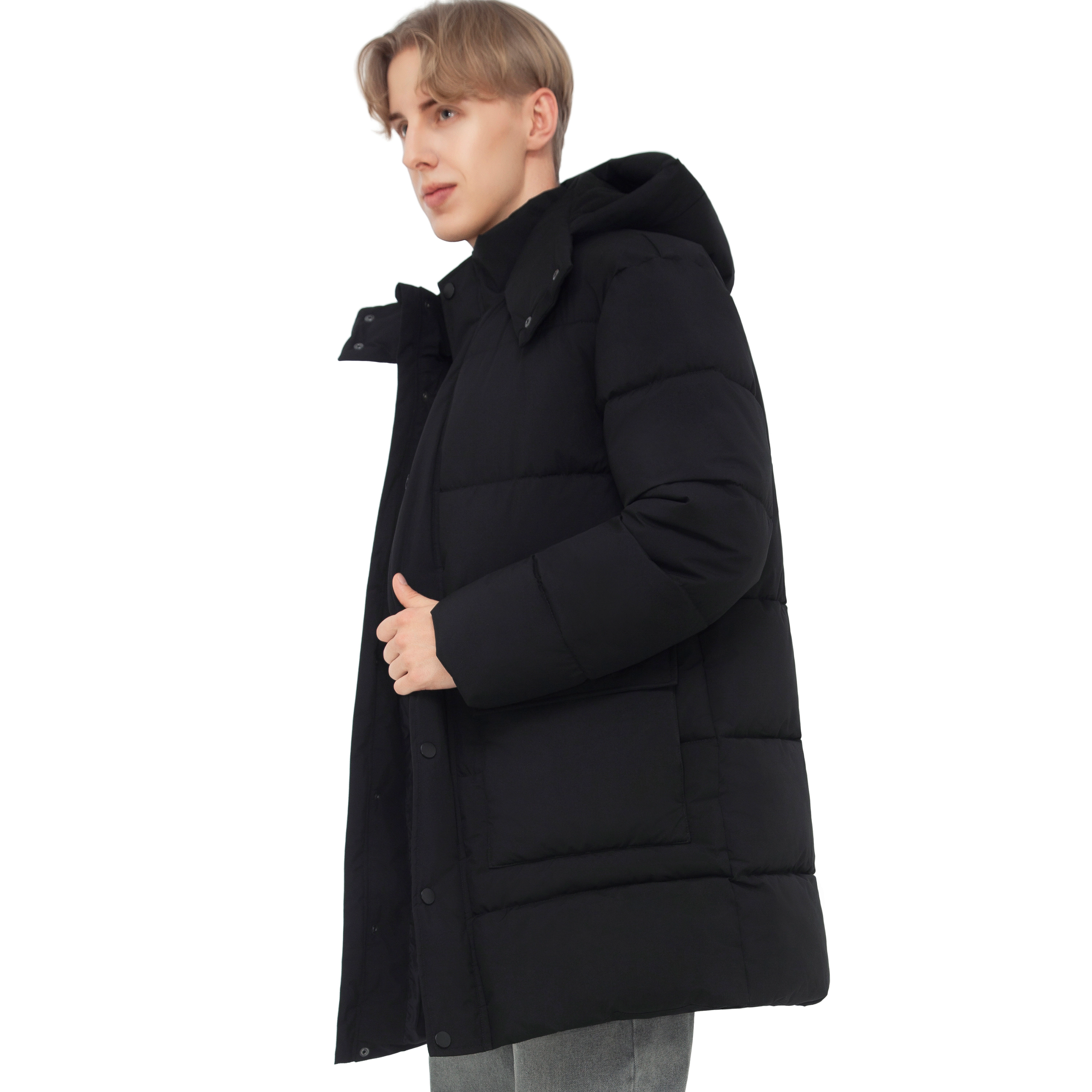 Rokka&Rolla Men's Hudson Hooded Long Puffer Jacket