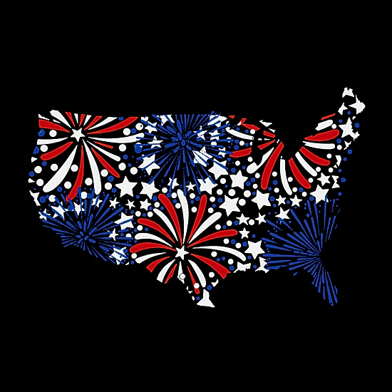 LA Pop Art Women's Word Art Long Sleeve T-Shirt - USA Fireworks