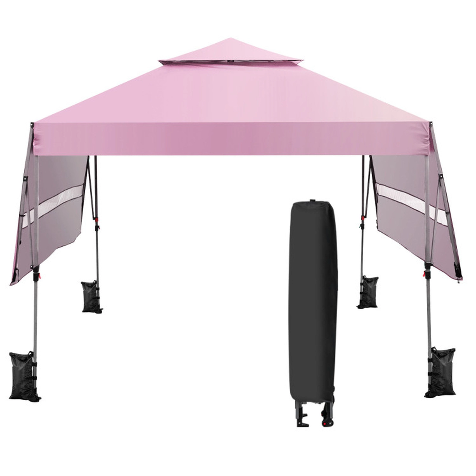 SUGIFT Dual Half-Awning Outdoor Instant Pop-up Canopy Tent Adjustable Height Blue/Gray/White