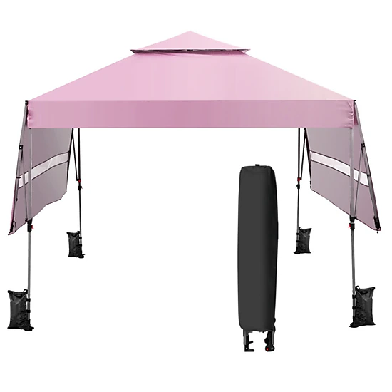 SUGIFT Dual Half-Awning Outdoor Instant Pop-up Canopy Tent Adjustable Height Blue/Gray/White