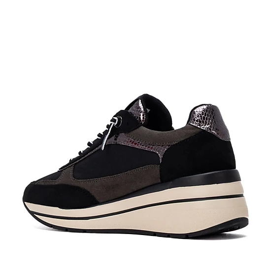 XTI Women's Casual Suede Wedge Sneakers