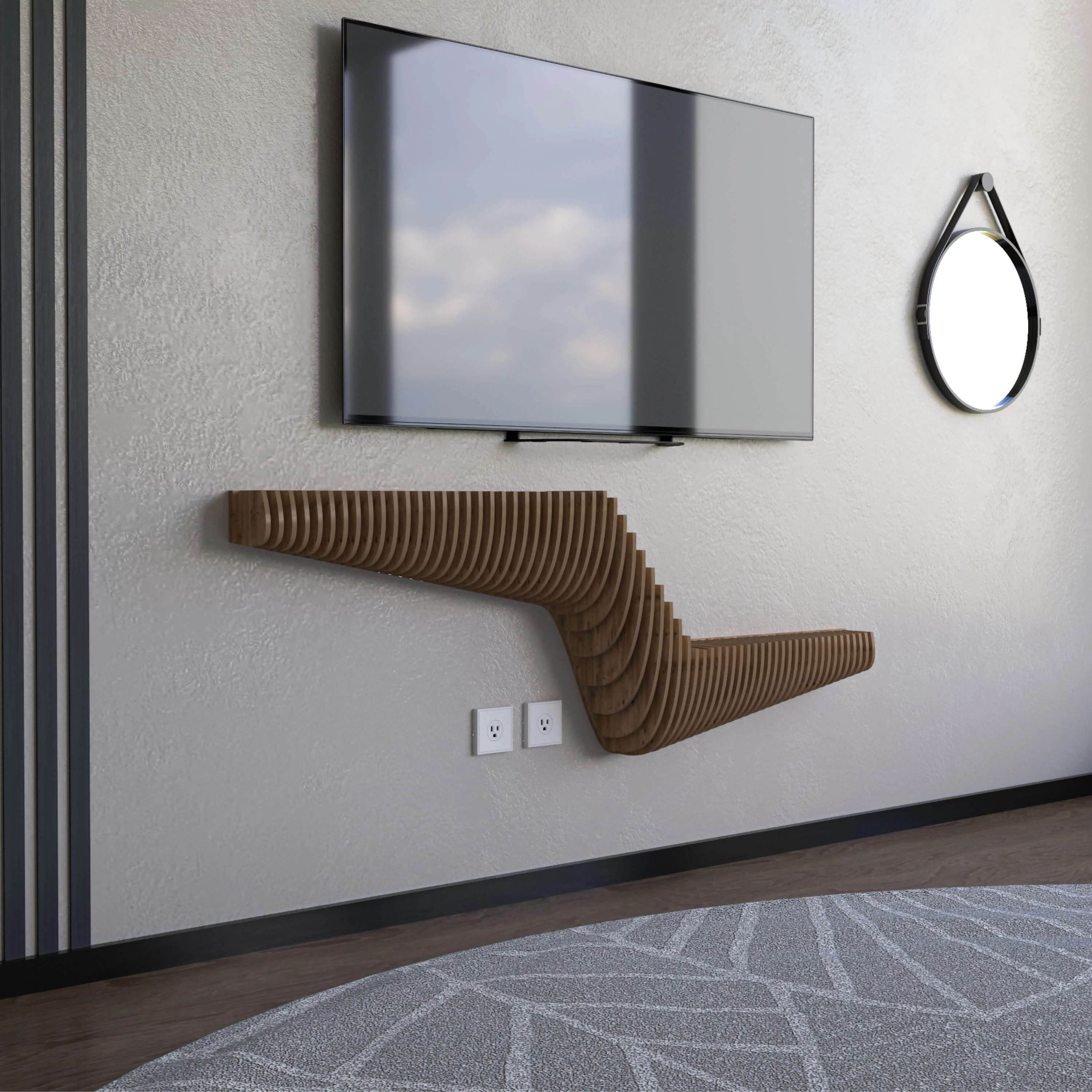 Wear Sierra Parametric 57 inch 3D Wavy  Floating Shelf