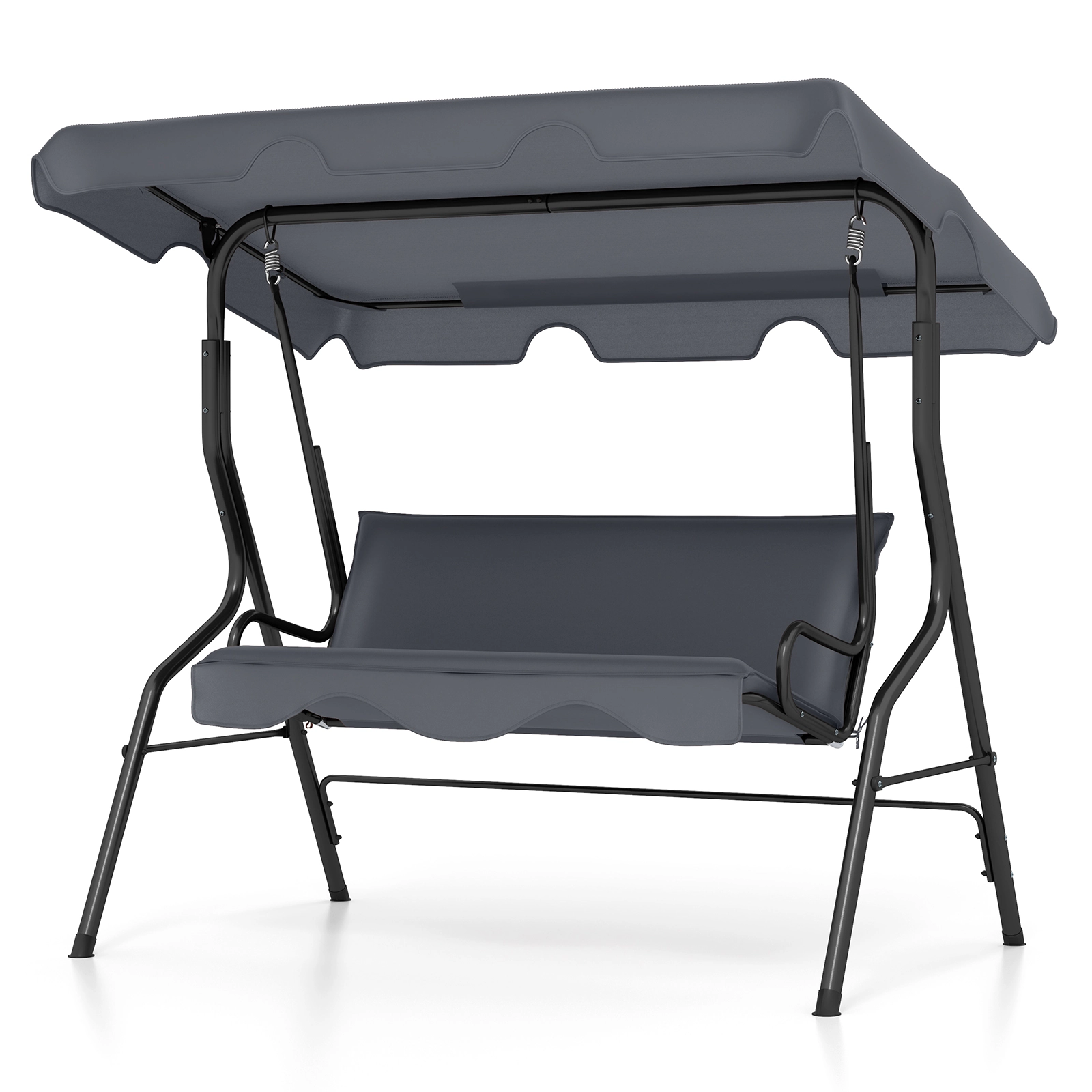 SUGIFT 3-Seat Outdoor Patio Canopy Swing with Cushioned Metal Frame 500-lb Capacity 67.5 x 43.5 x 60.5 in Gray