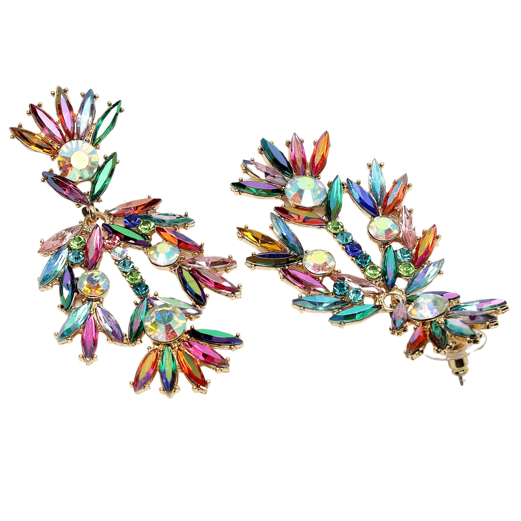 AGP PARIS Womens Diva Collection Fancy Floral Plume Drop Earrings