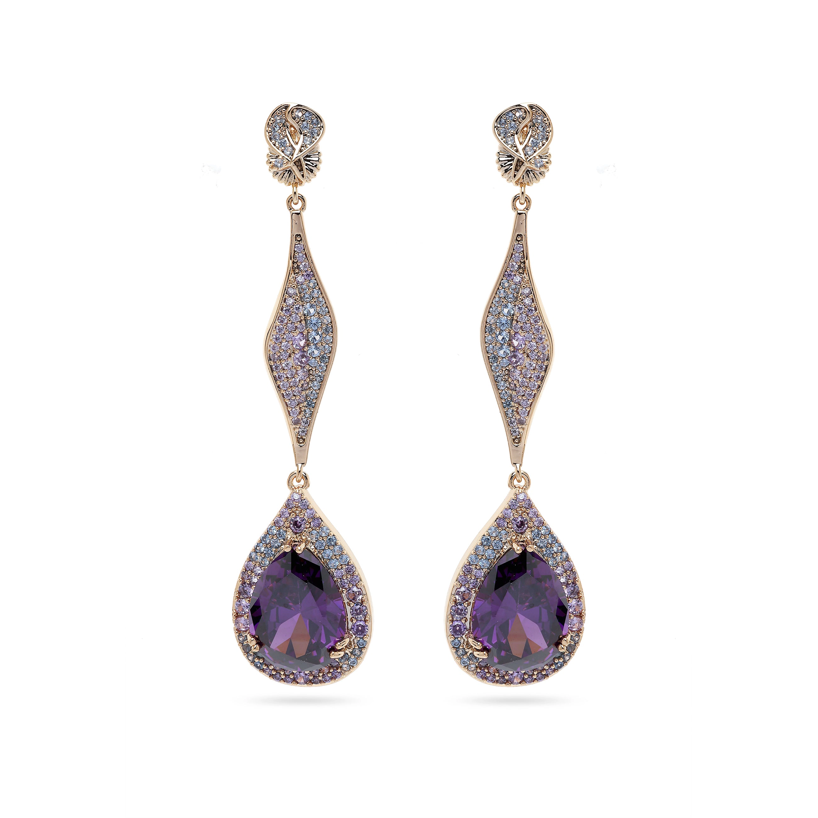 AGP PARIS Womens Gleaming Long Dangle Drop Earrings
