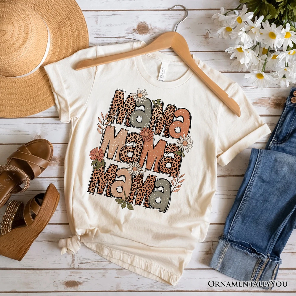 OrnamentallyYou Womens Leopard Mama Floral Retro T-Shirt